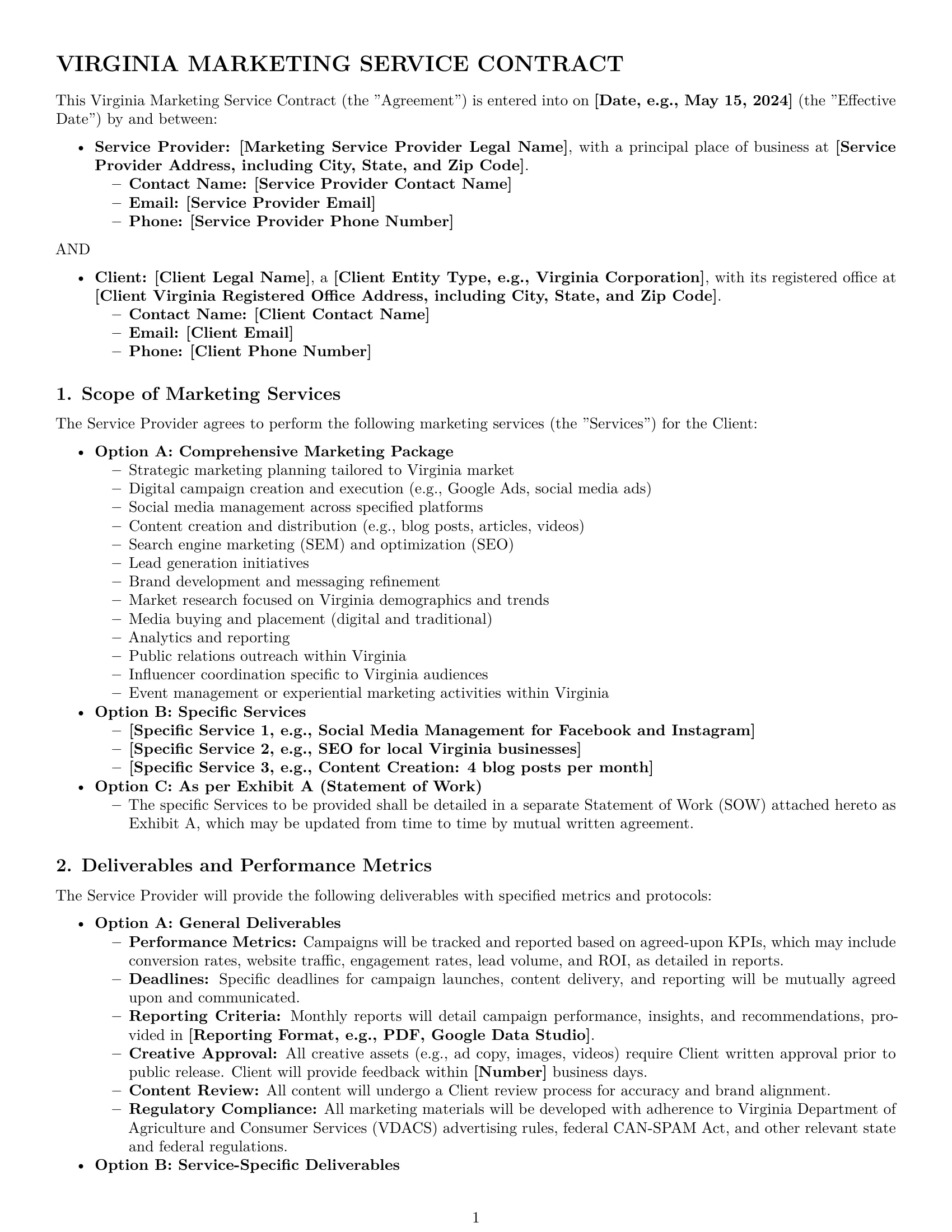 Preview page 1 of Pro Virginia marketing service contract template