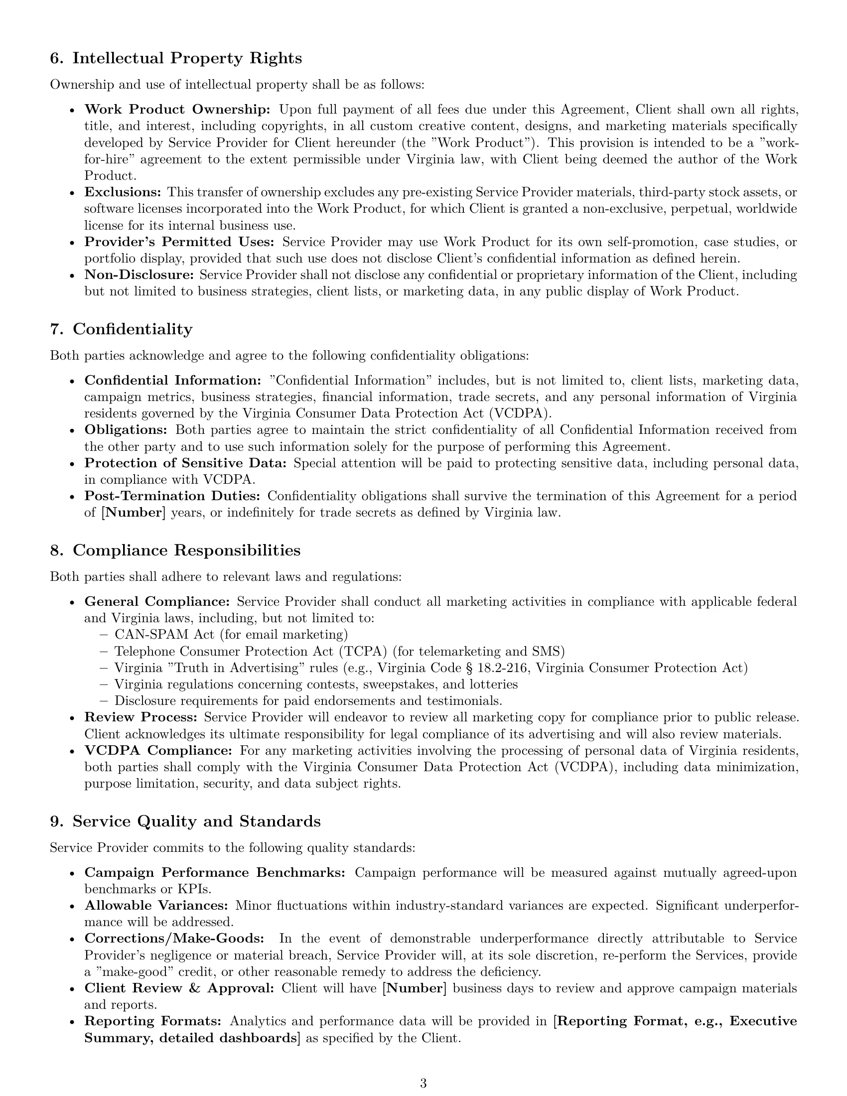 Preview page 3 of Pro Virginia marketing service contract template