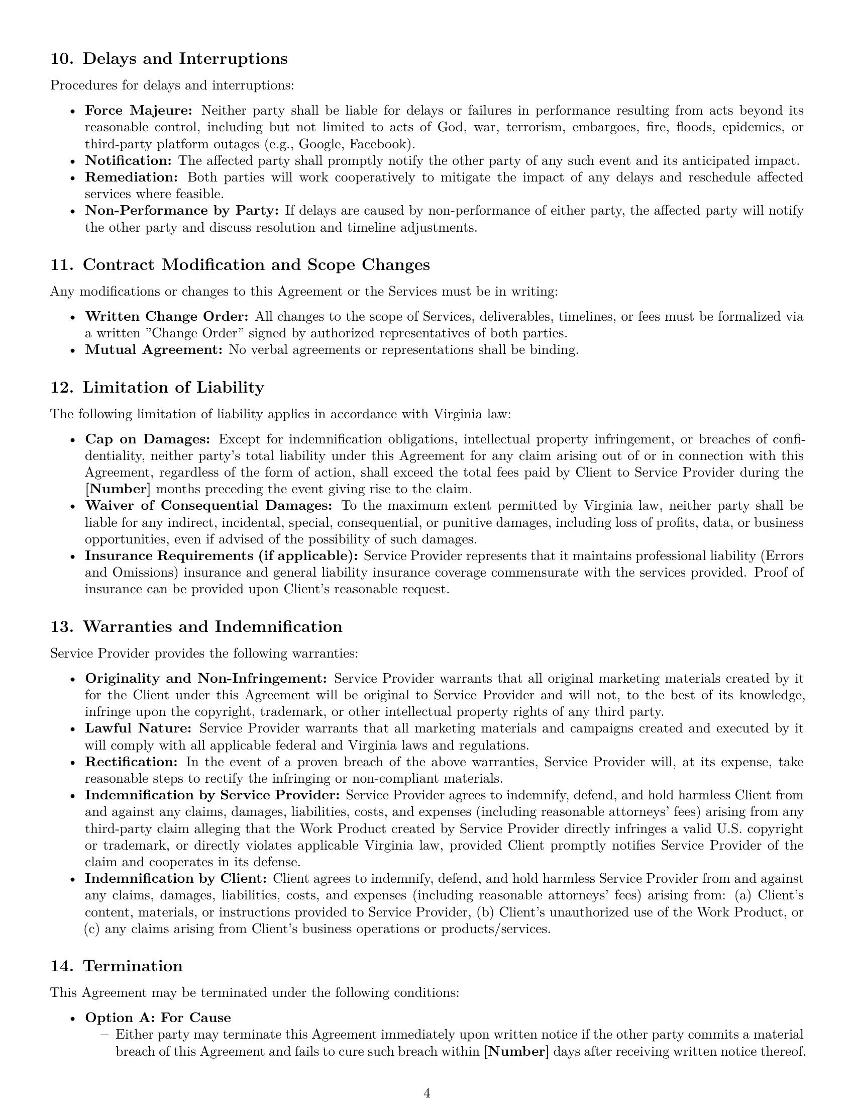 Preview page 4 of Pro Virginia marketing service contract template