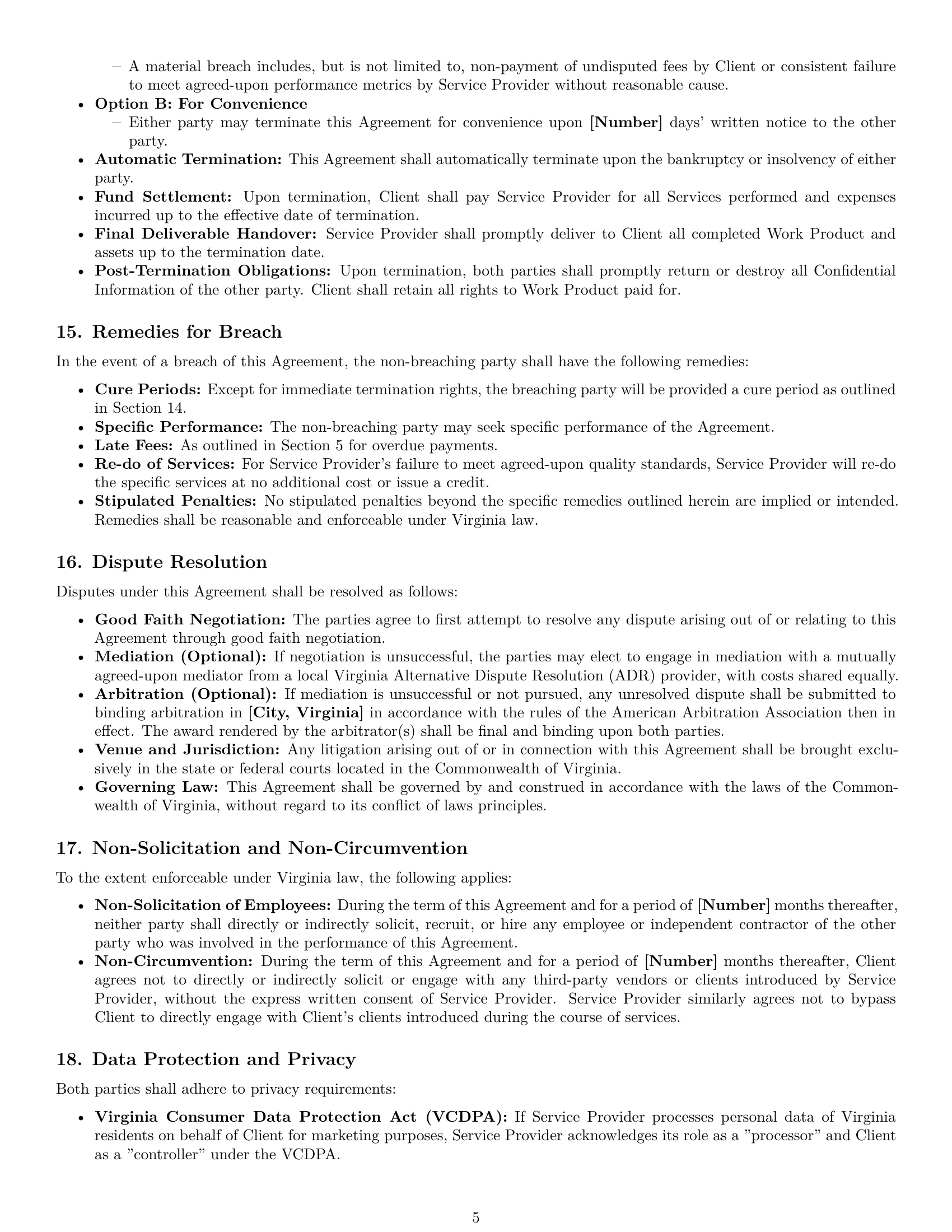 Preview page 5 of Pro Virginia marketing service contract template