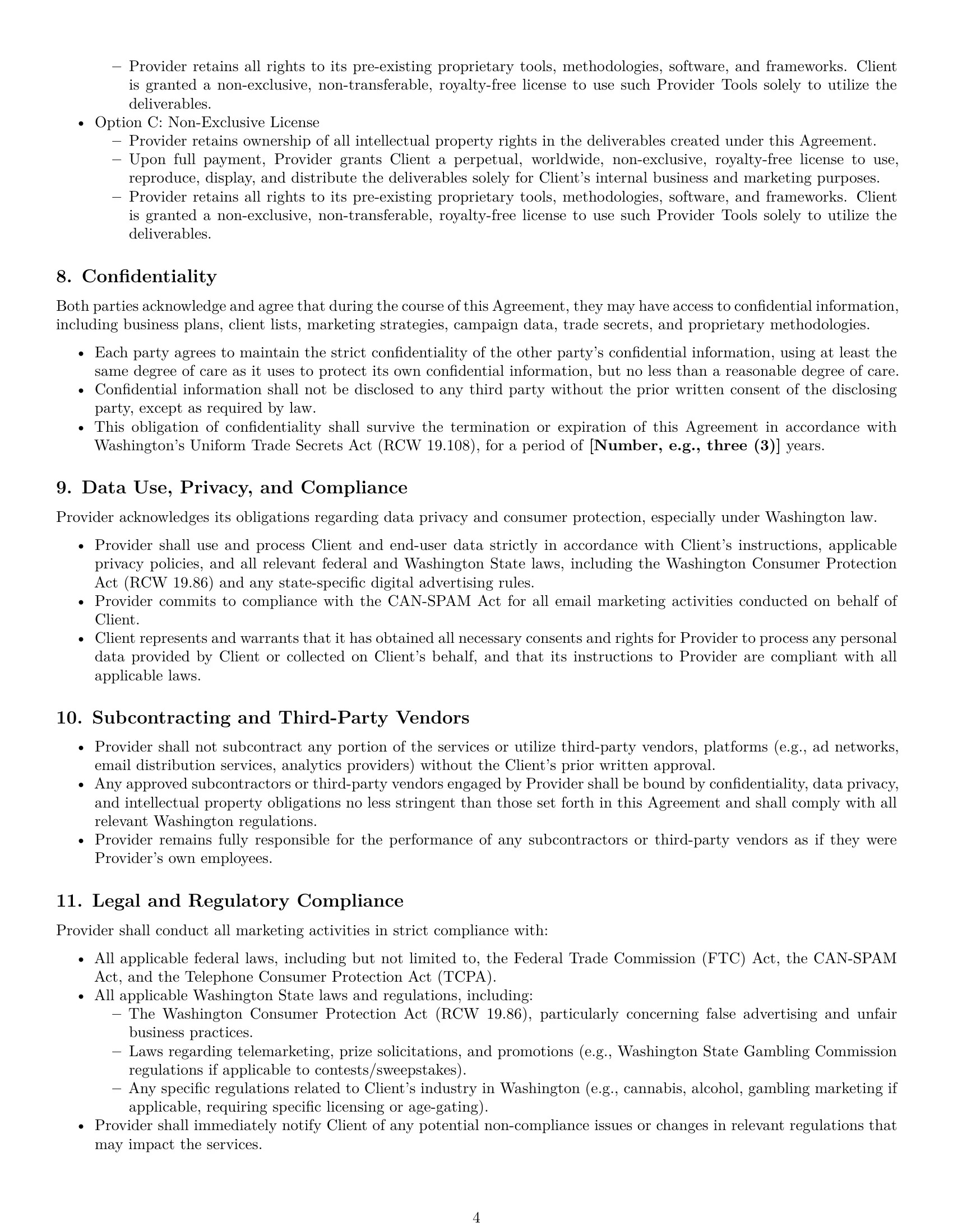 Preview page 4 of Pro Washington marketing service contract template