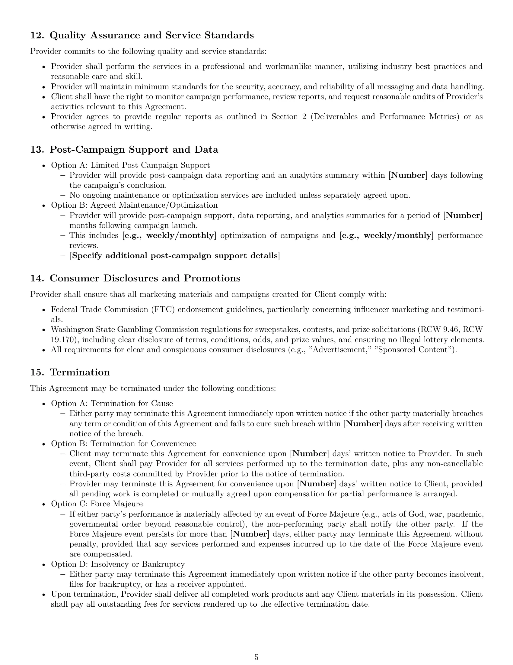 Preview page 5 of Pro Washington marketing service contract template