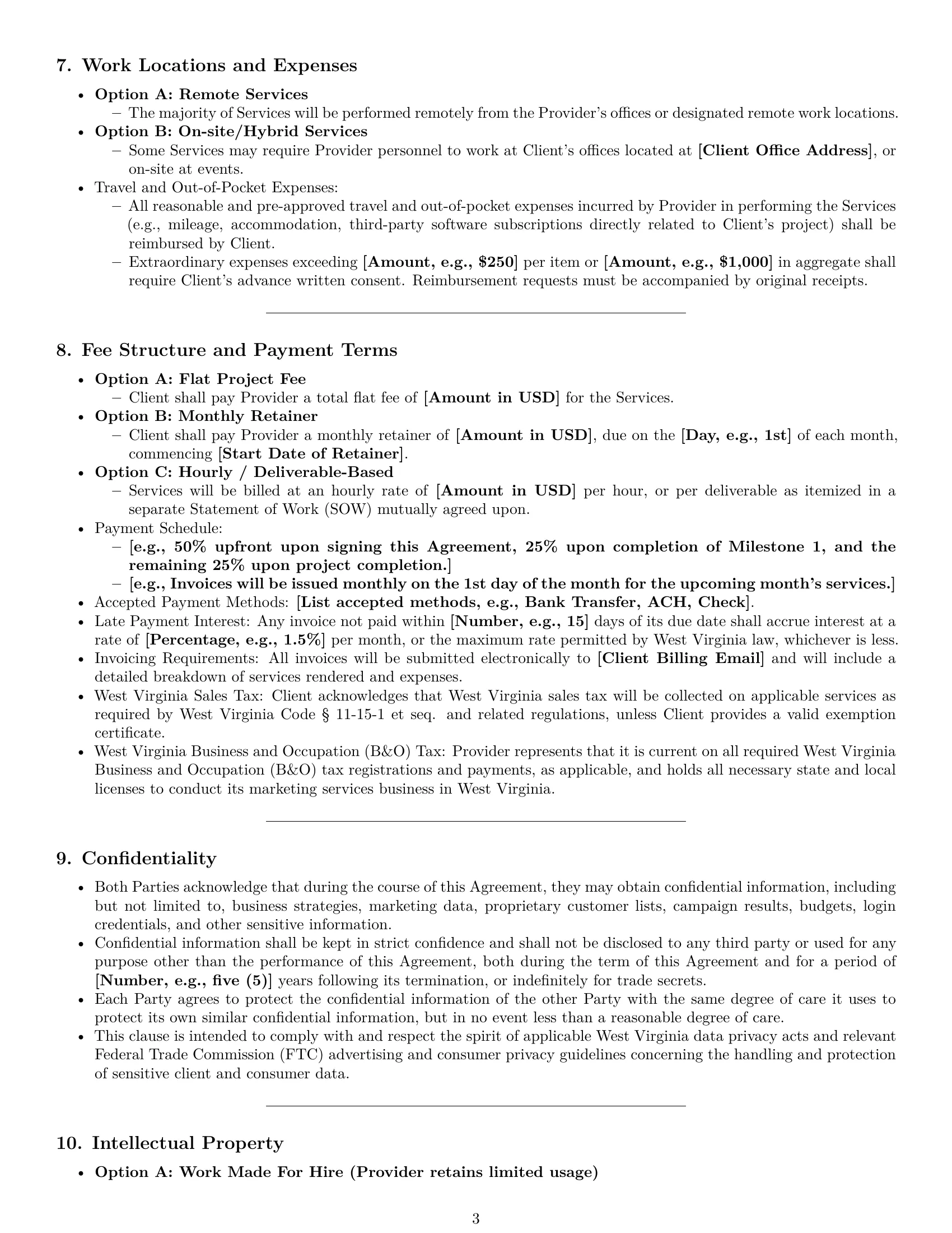Preview page 3 of Pro West Virginia marketing service contract template
