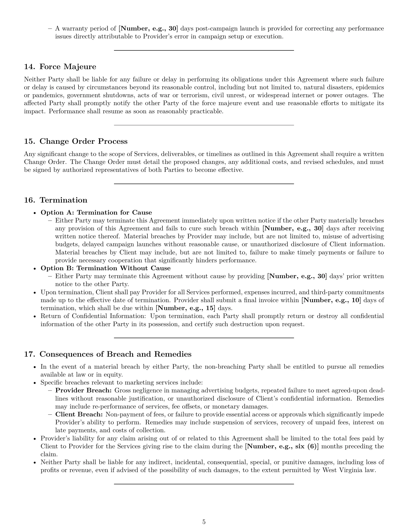 Preview page 5 of Pro West Virginia marketing service contract template