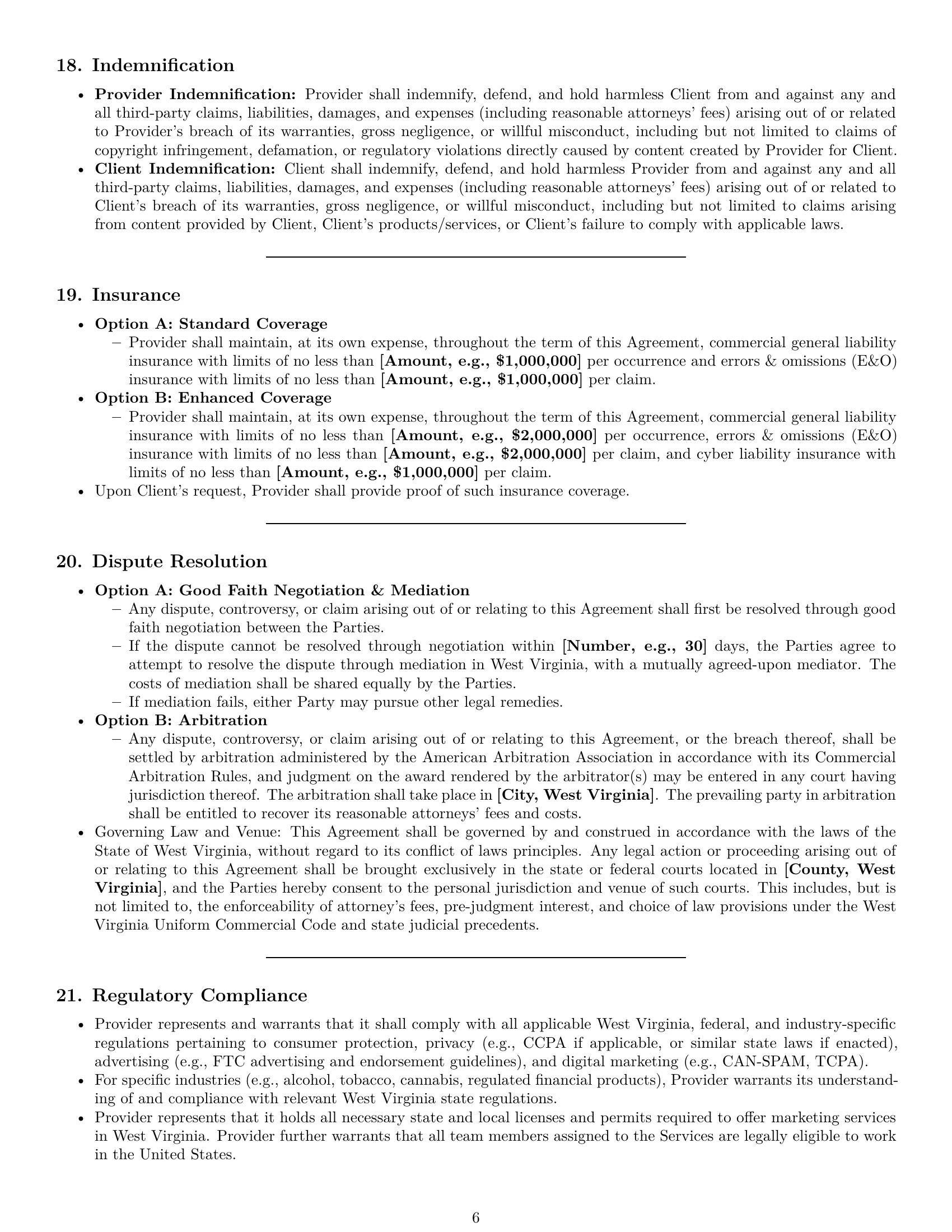 Preview page 6 of Pro West Virginia marketing service contract template