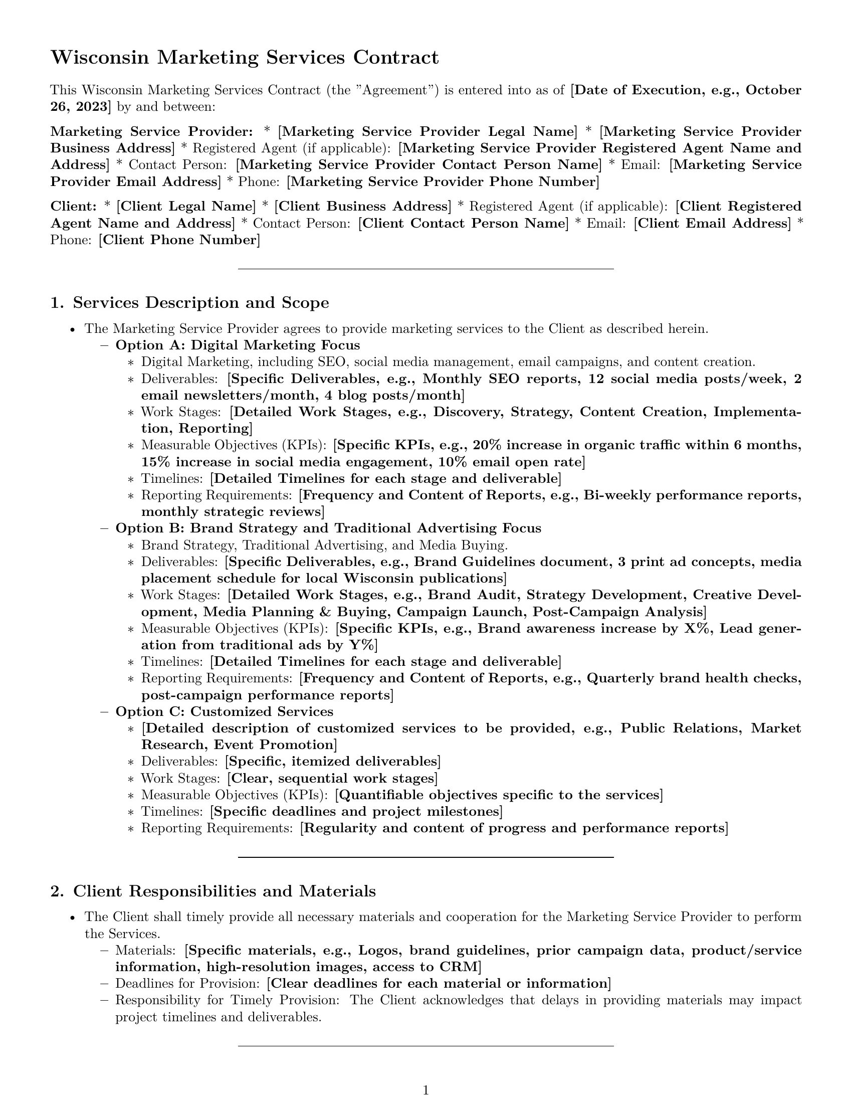 Preview page 1 of Pro Wisconsin marketing service contract template