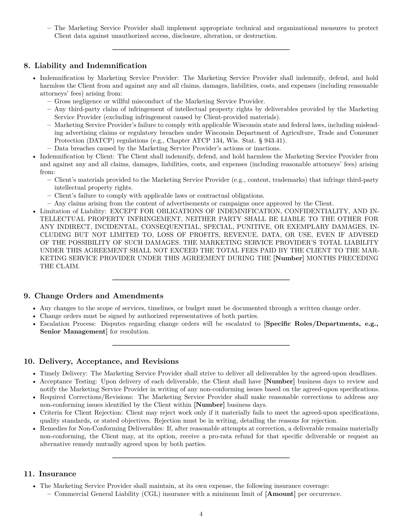 Preview page 4 of Pro Wisconsin marketing service contract template