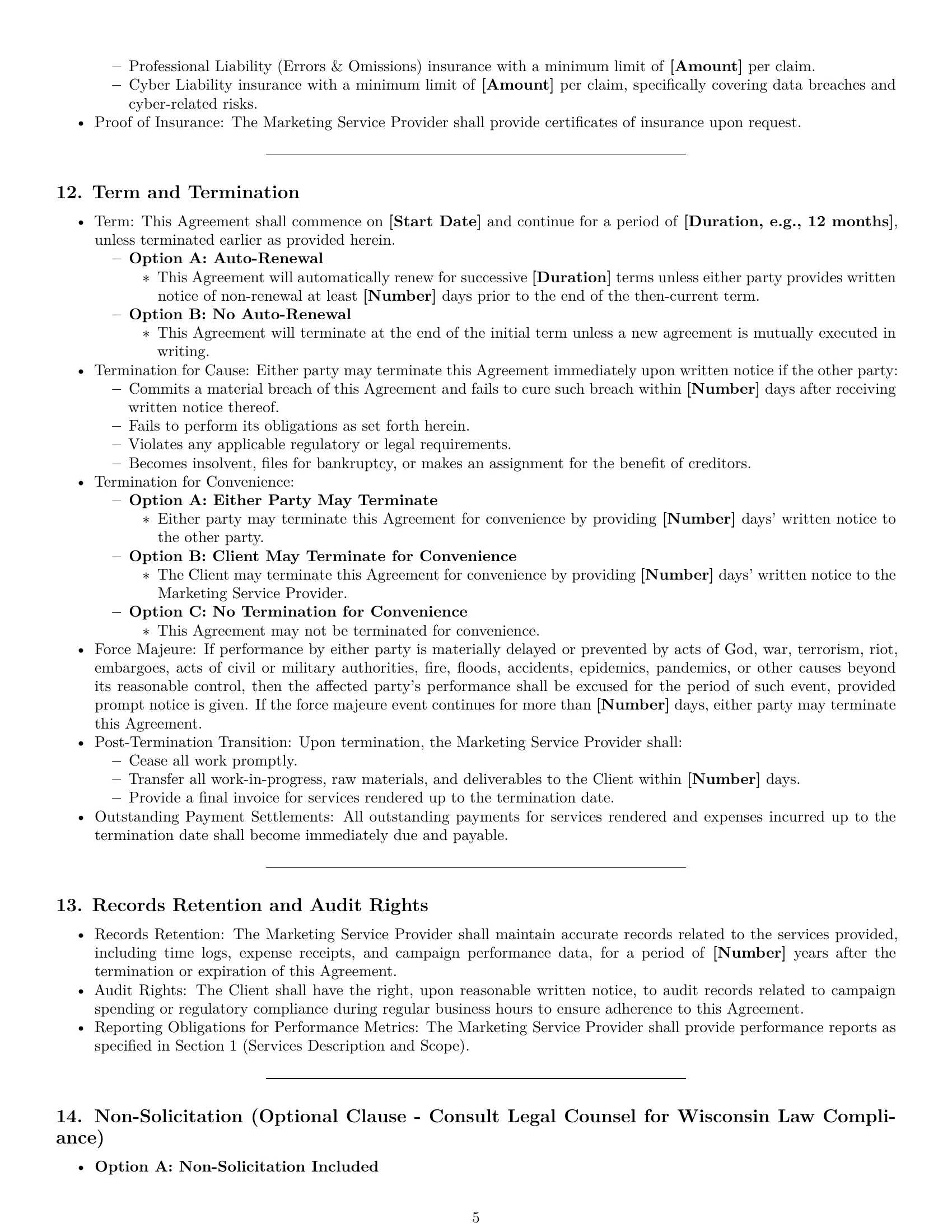 Preview page 5 of Pro Wisconsin marketing service contract template