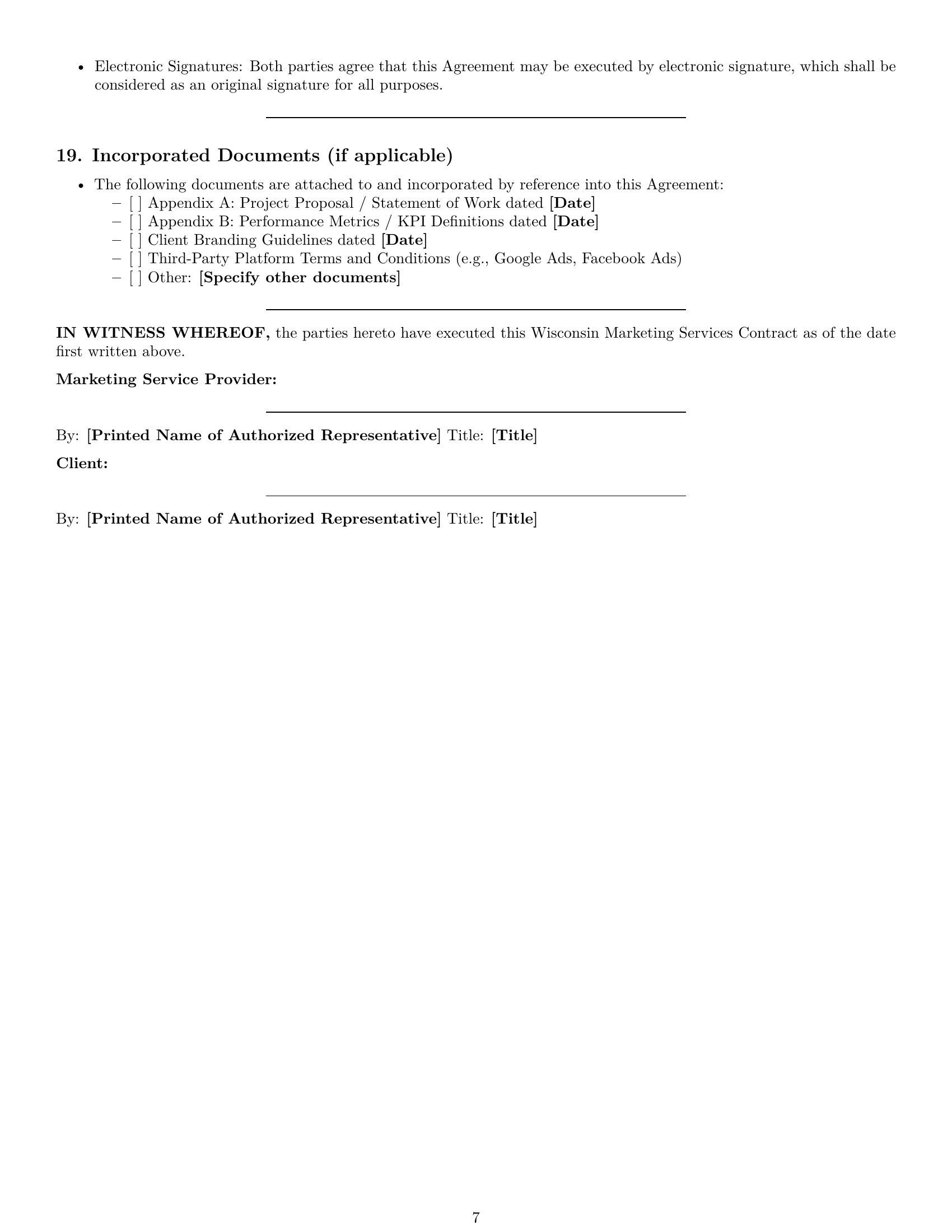 Preview page 7 of Pro Wisconsin marketing service contract template