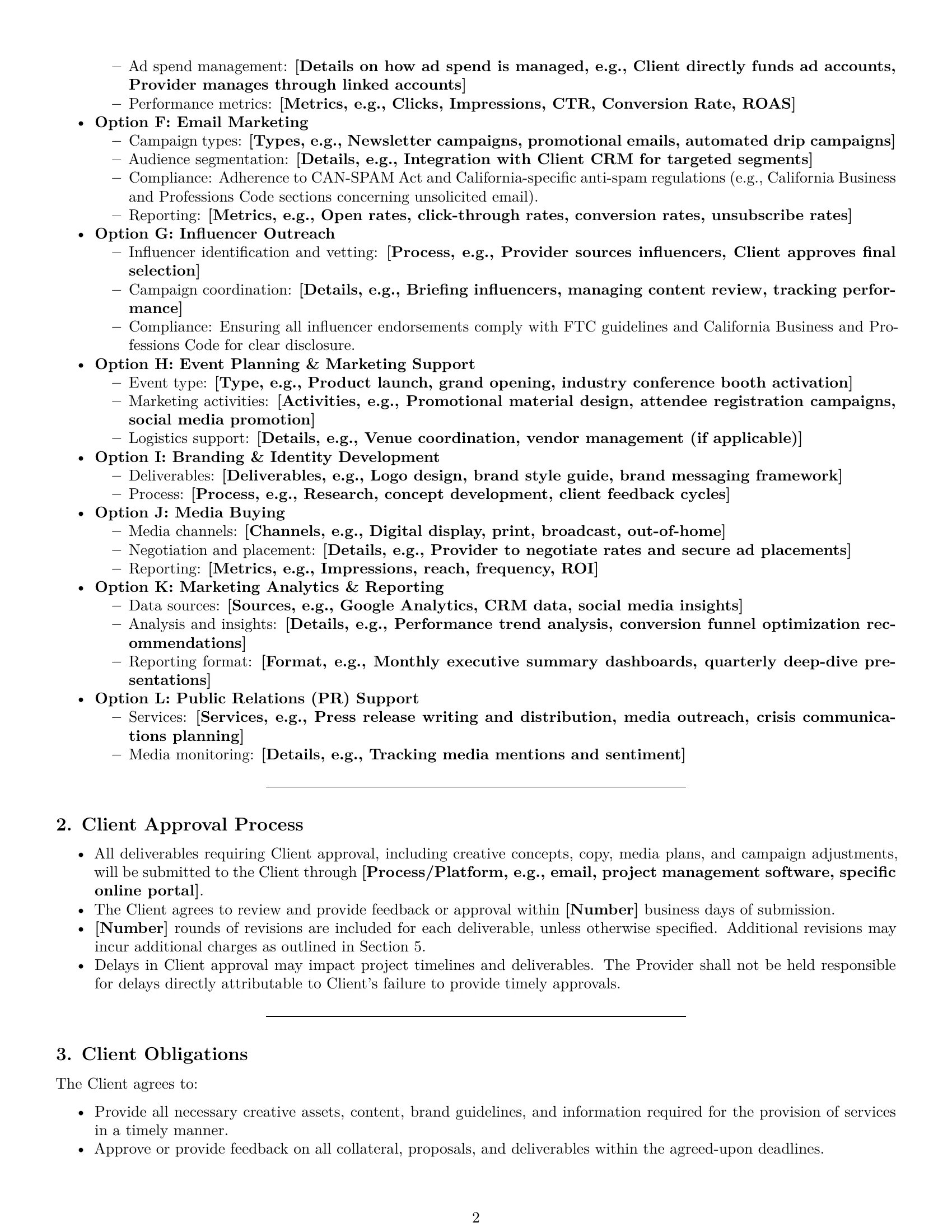 Preview page 2 of Pro California marketing service contract template