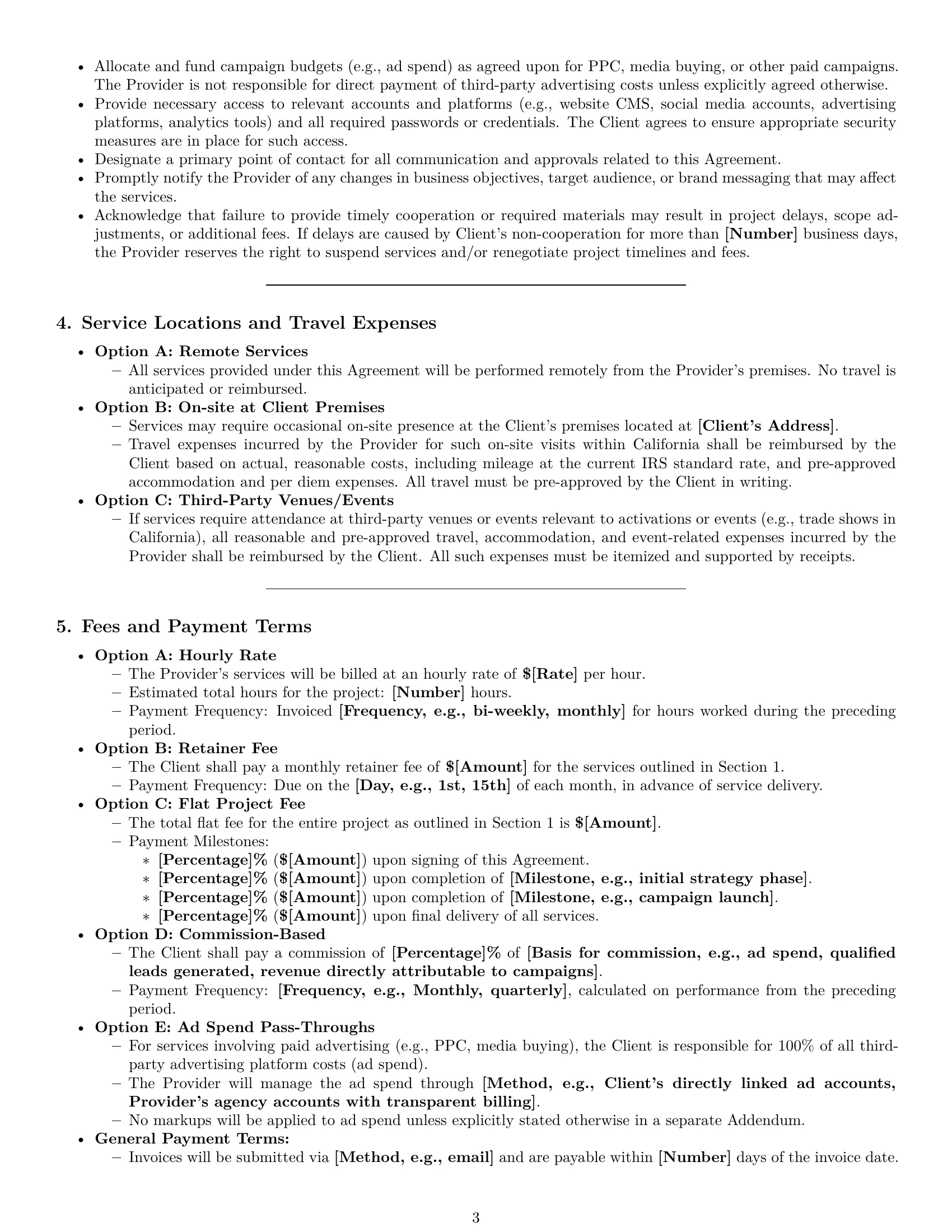 Preview page 3 of Pro California marketing service contract template