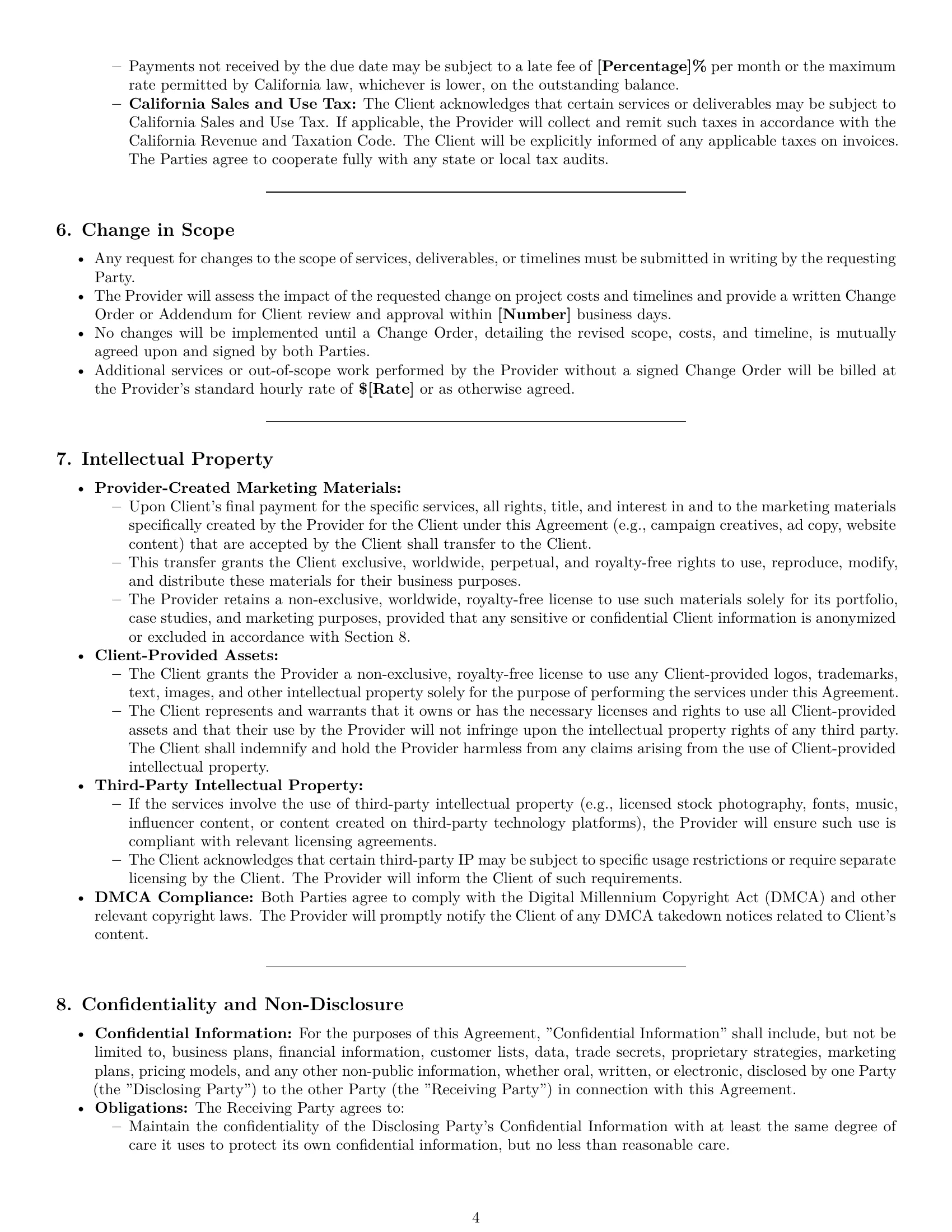 Preview page 4 of Pro California marketing service contract template