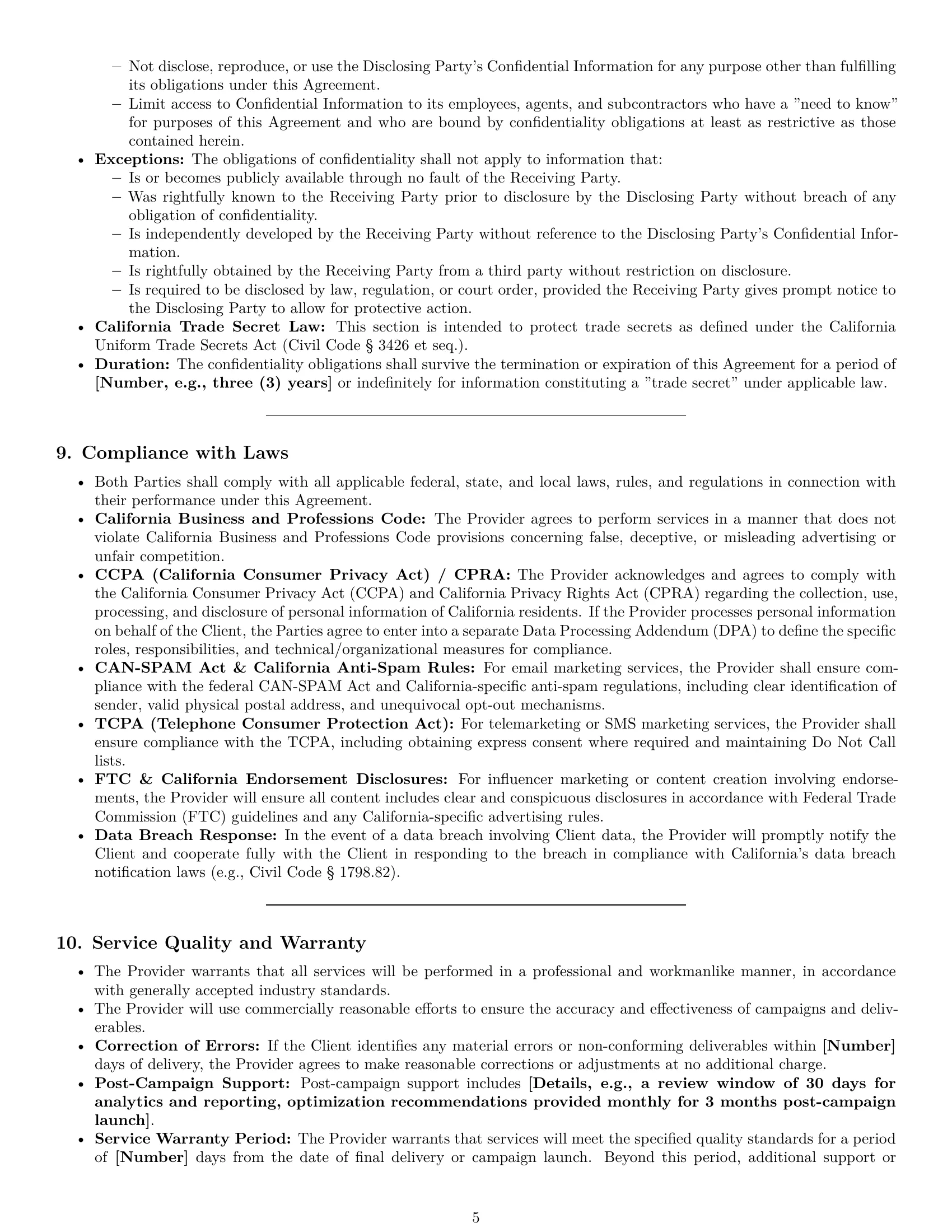 Preview page 5 of Pro California marketing service contract template