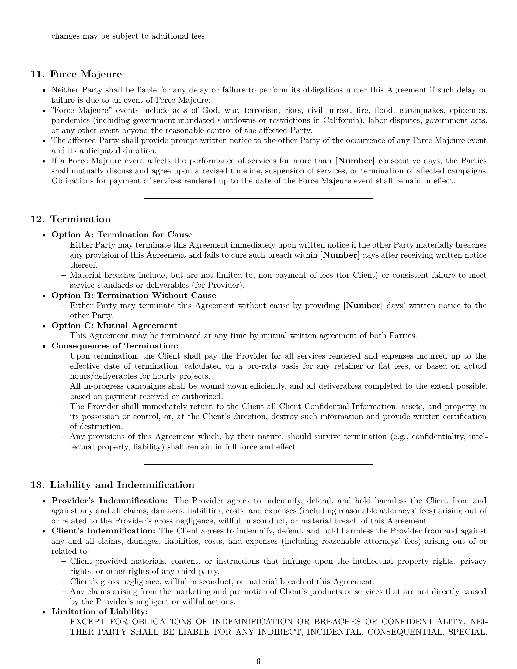 Preview page 6 of Pro California marketing service contract template