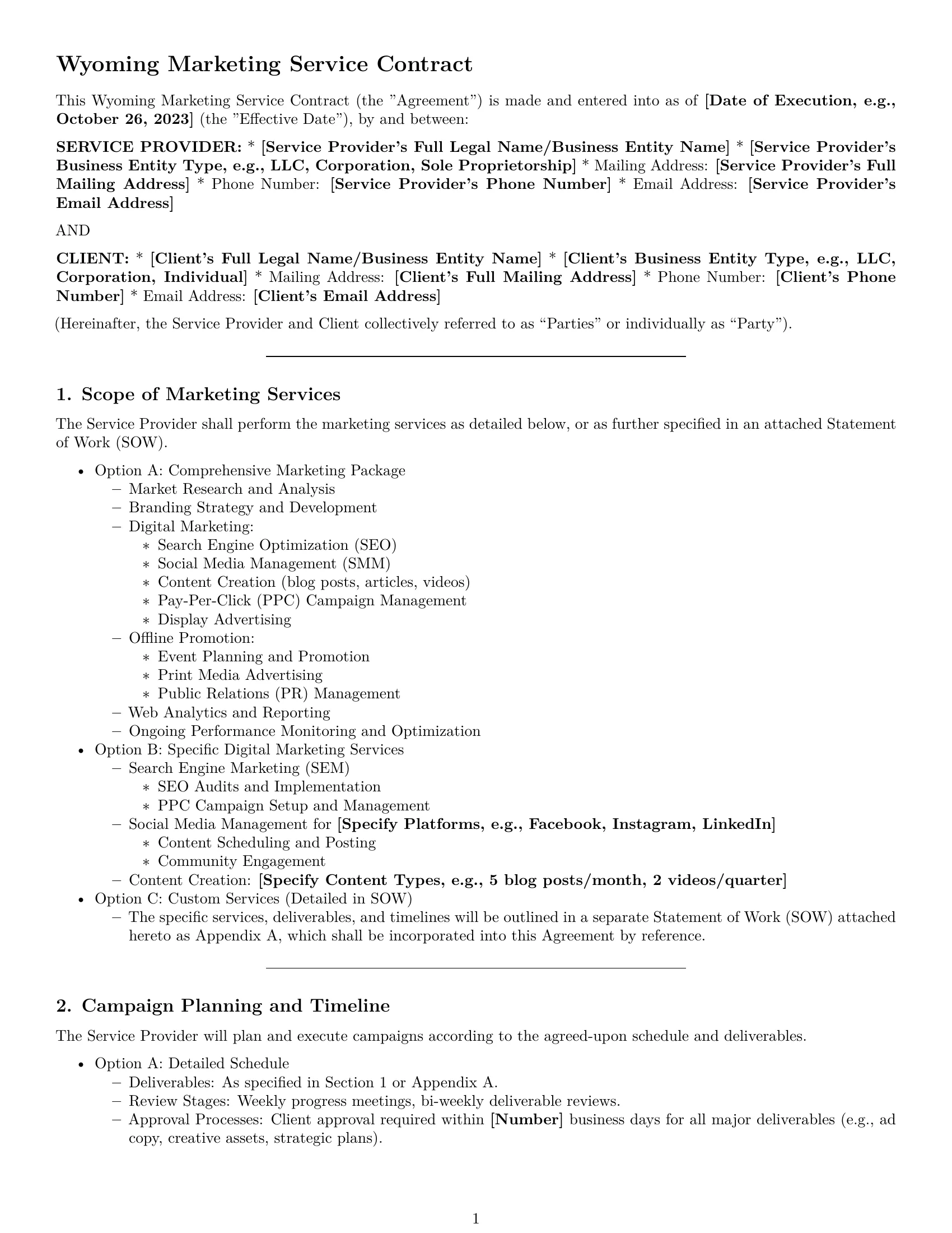 Preview page 1 of Pro Wyoming marketing service contract template
