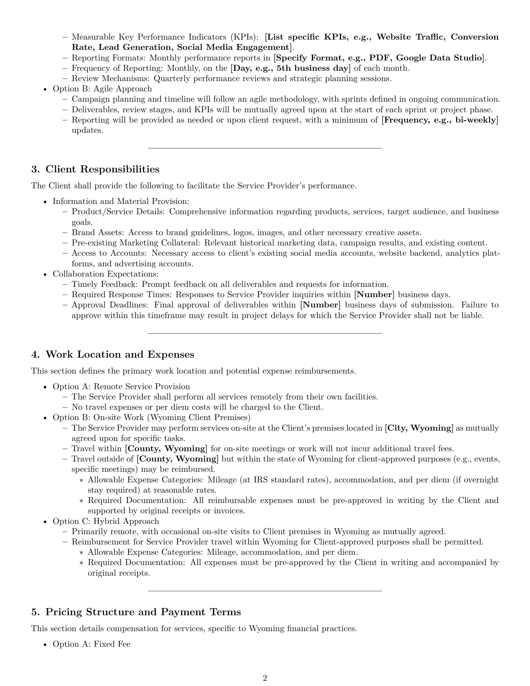Preview page 2 of Pro Wyoming marketing service contract template