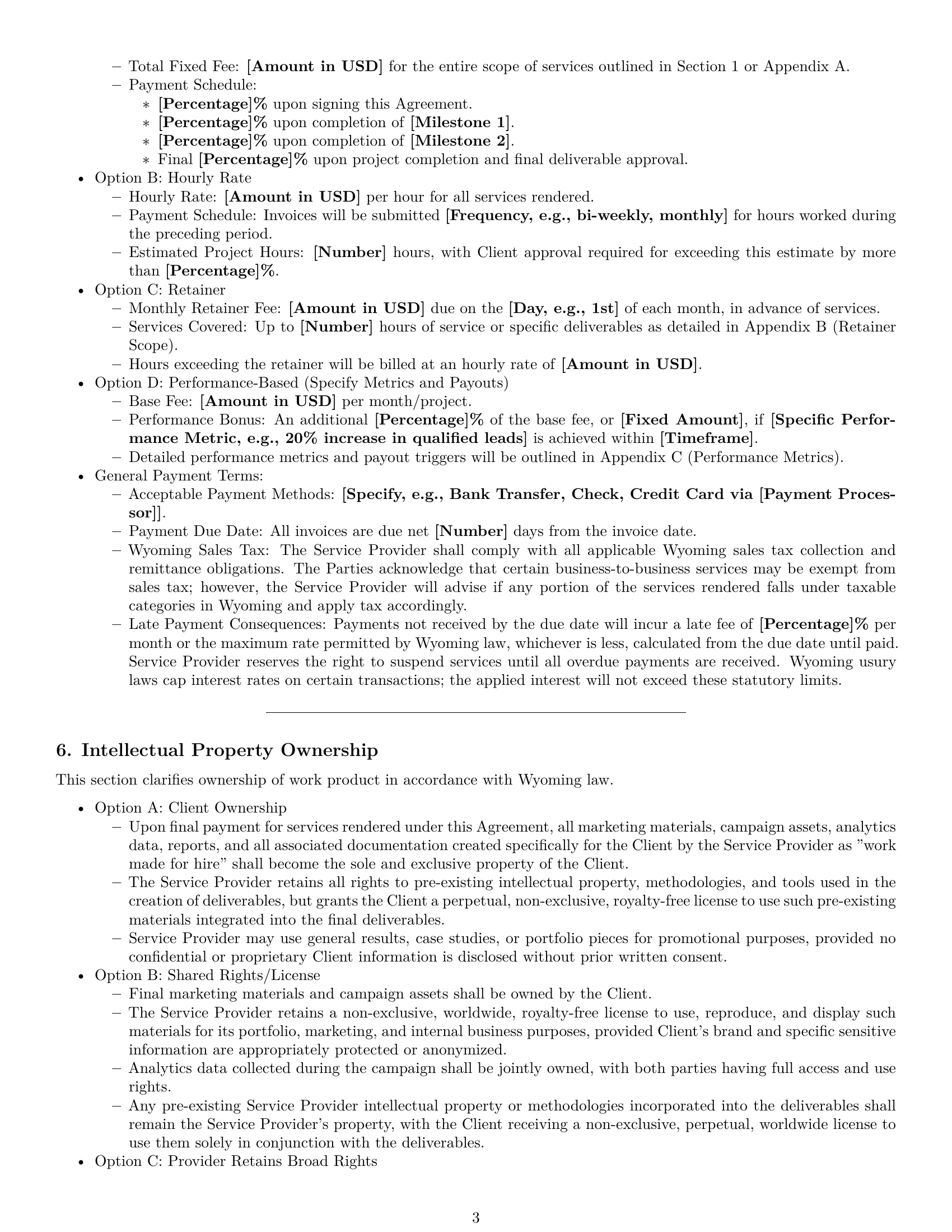 Preview page 3 of Pro Wyoming marketing service contract template