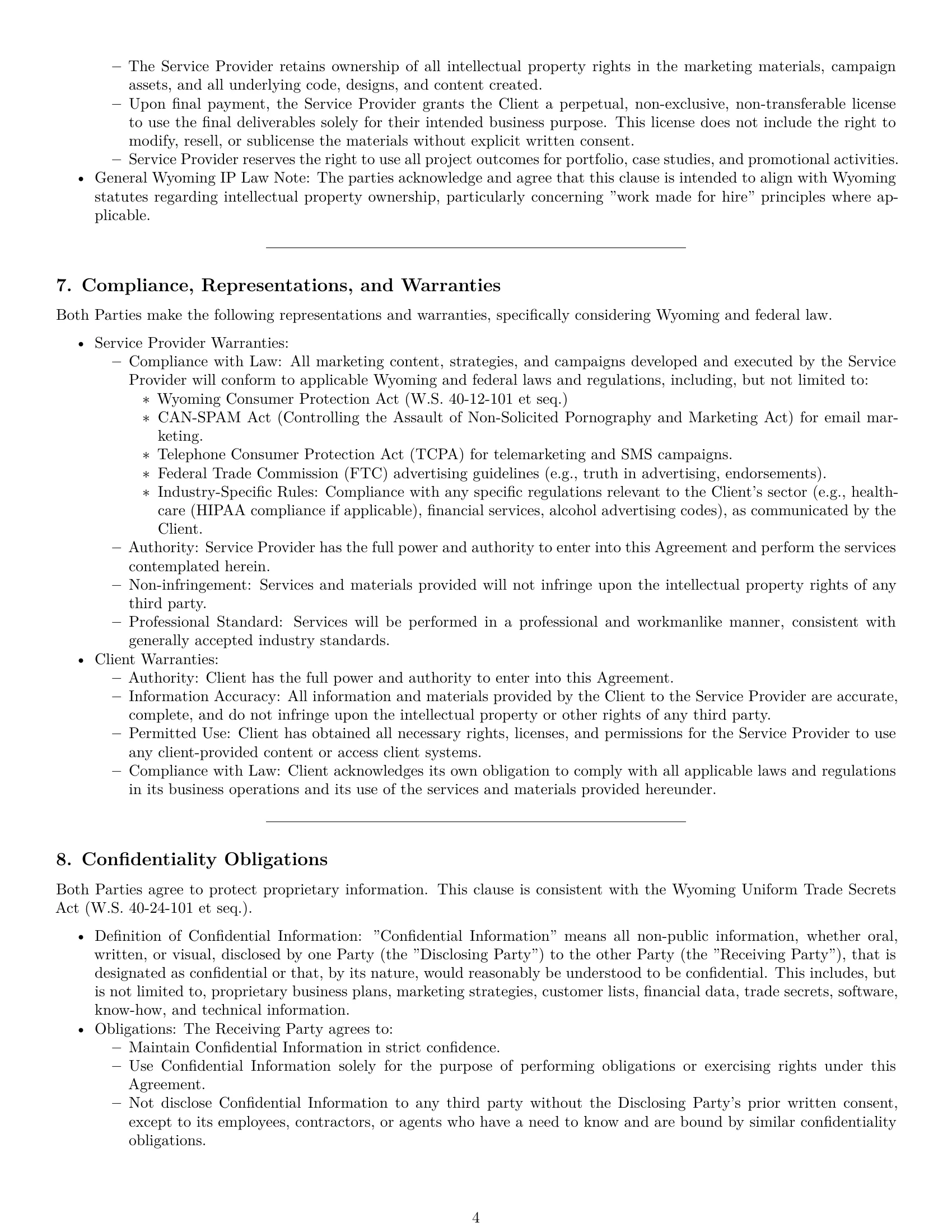 Preview page 4 of Pro Wyoming marketing service contract template