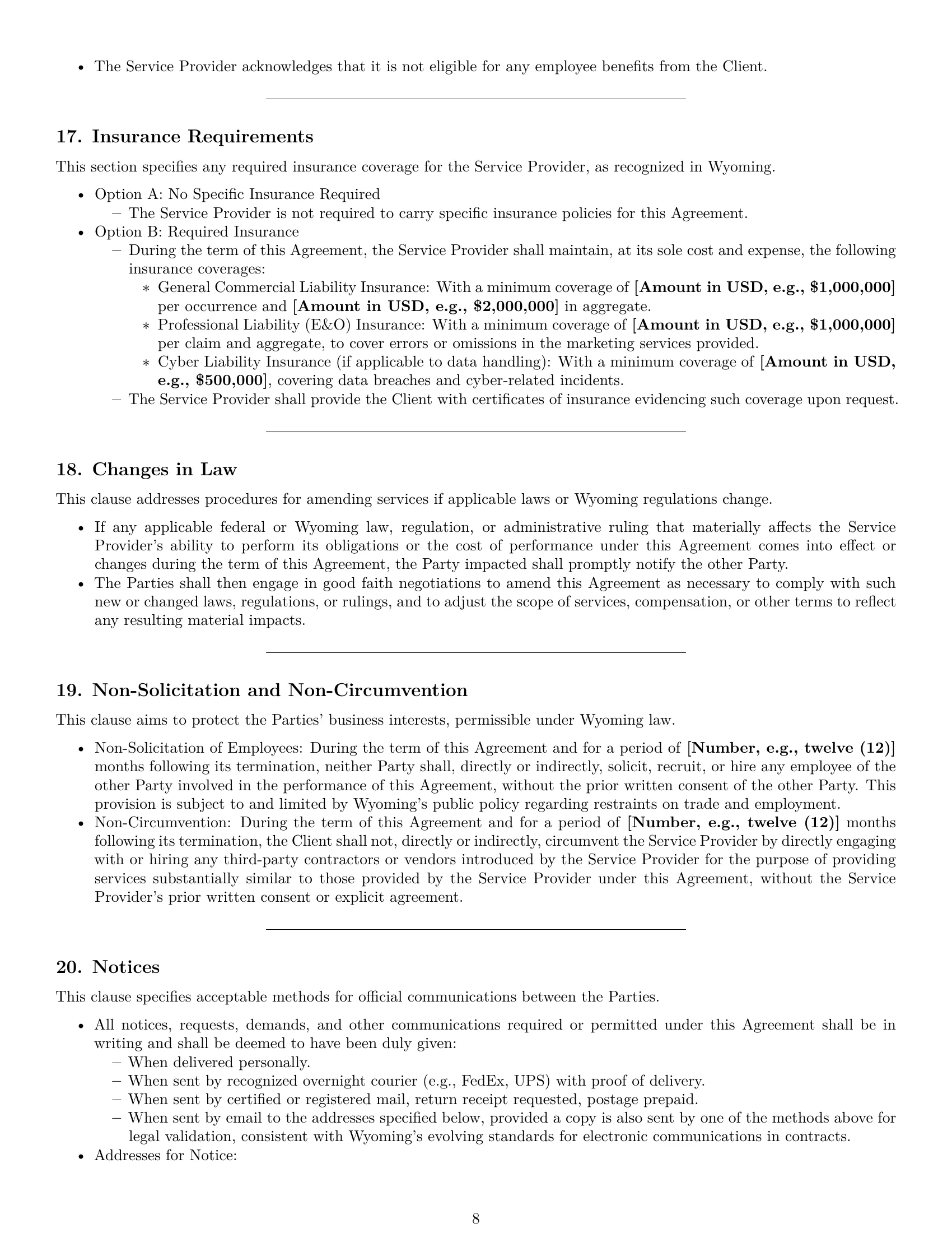 Preview page 8 of Pro Wyoming marketing service contract template