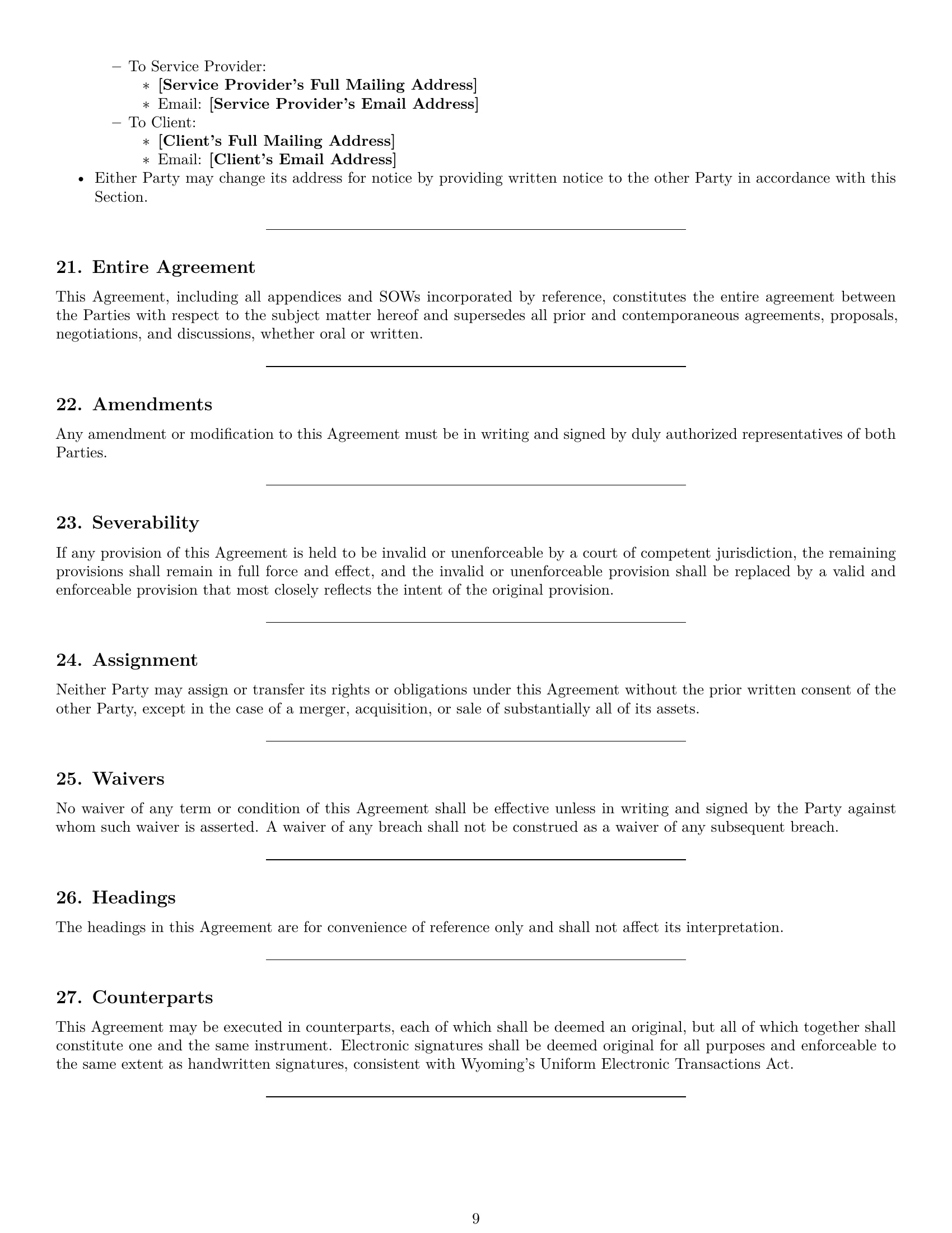 Preview page 9 of Pro Wyoming marketing service contract template