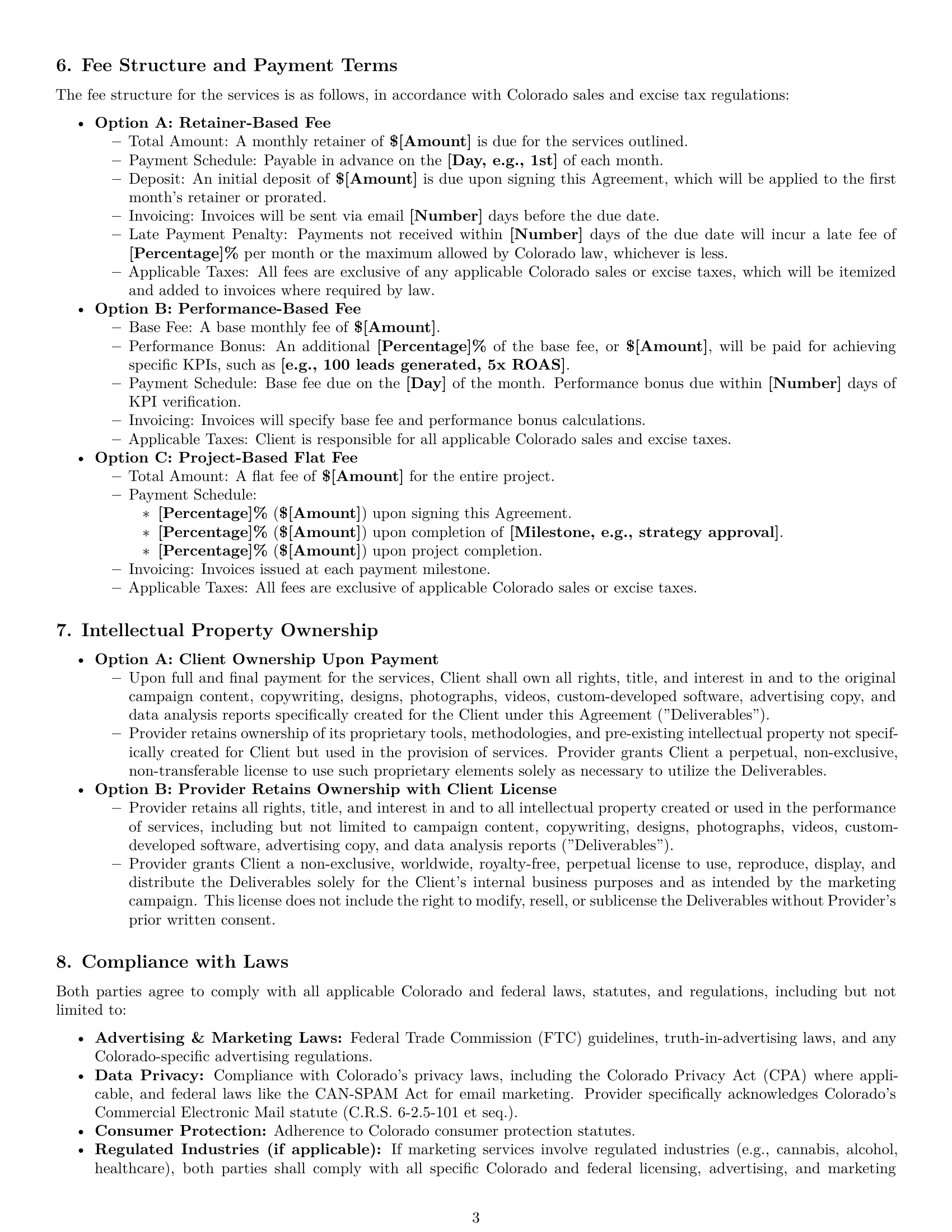 Preview page 3 of Pro Colorado marketing service contract template