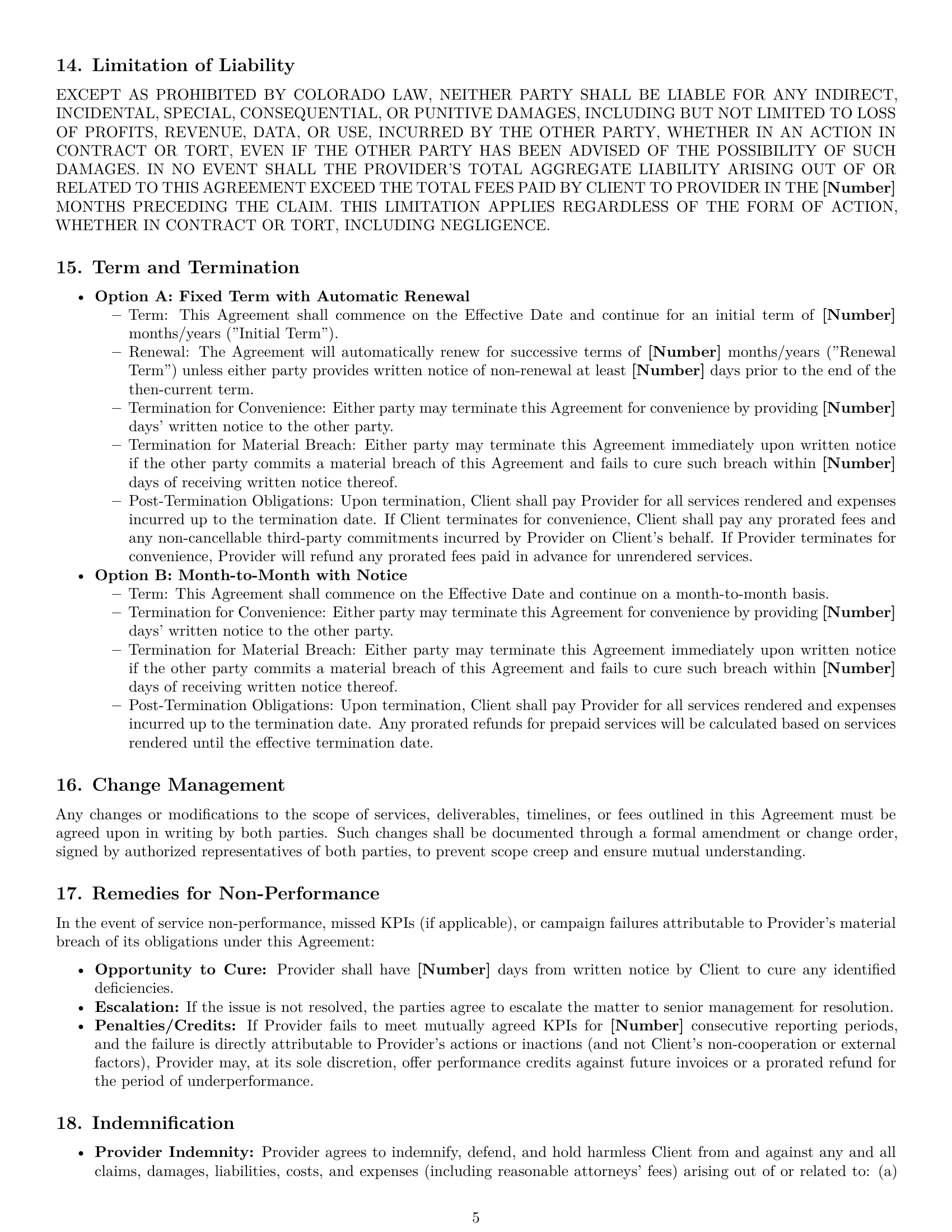 Preview page 5 of Pro Colorado marketing service contract template
