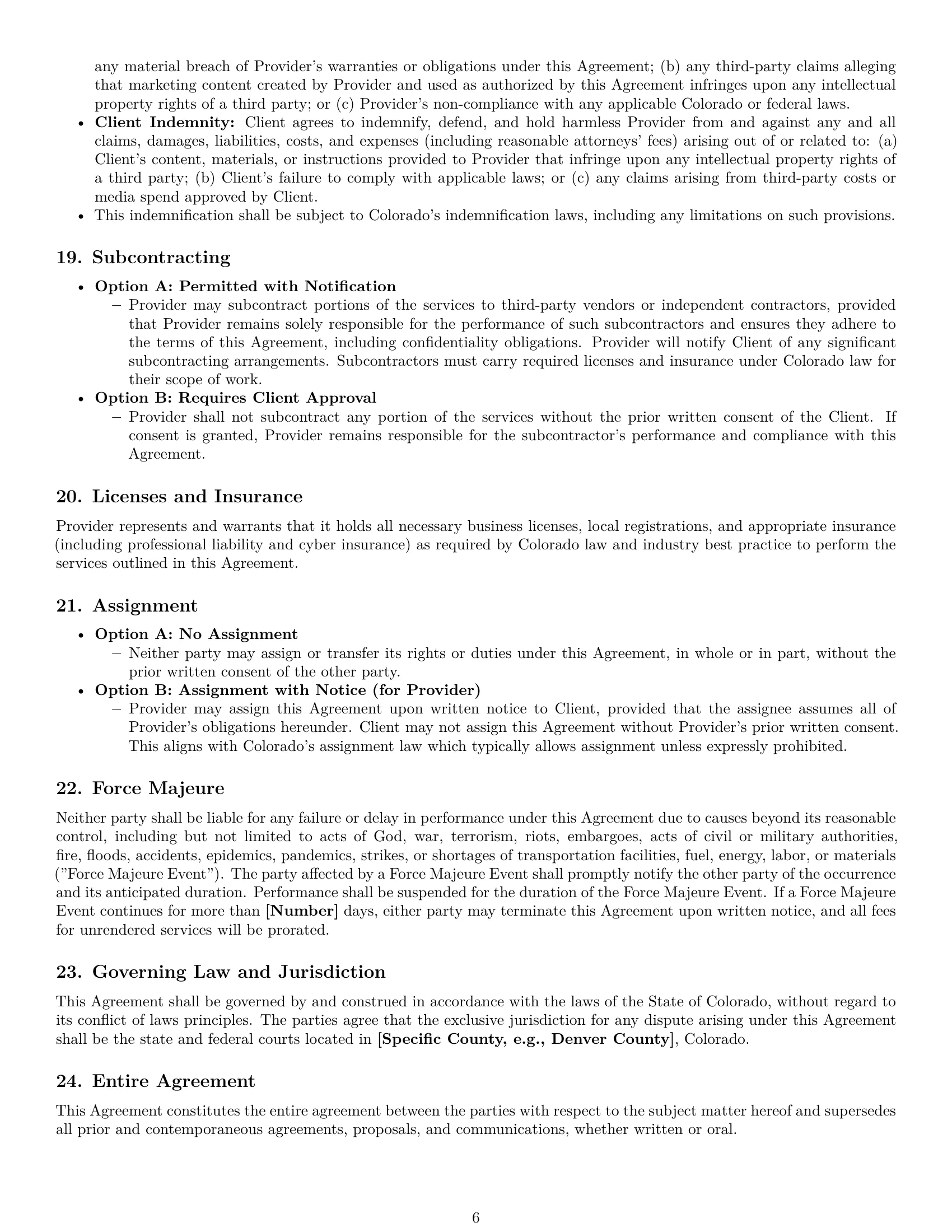 Preview page 6 of Pro Colorado marketing service contract template