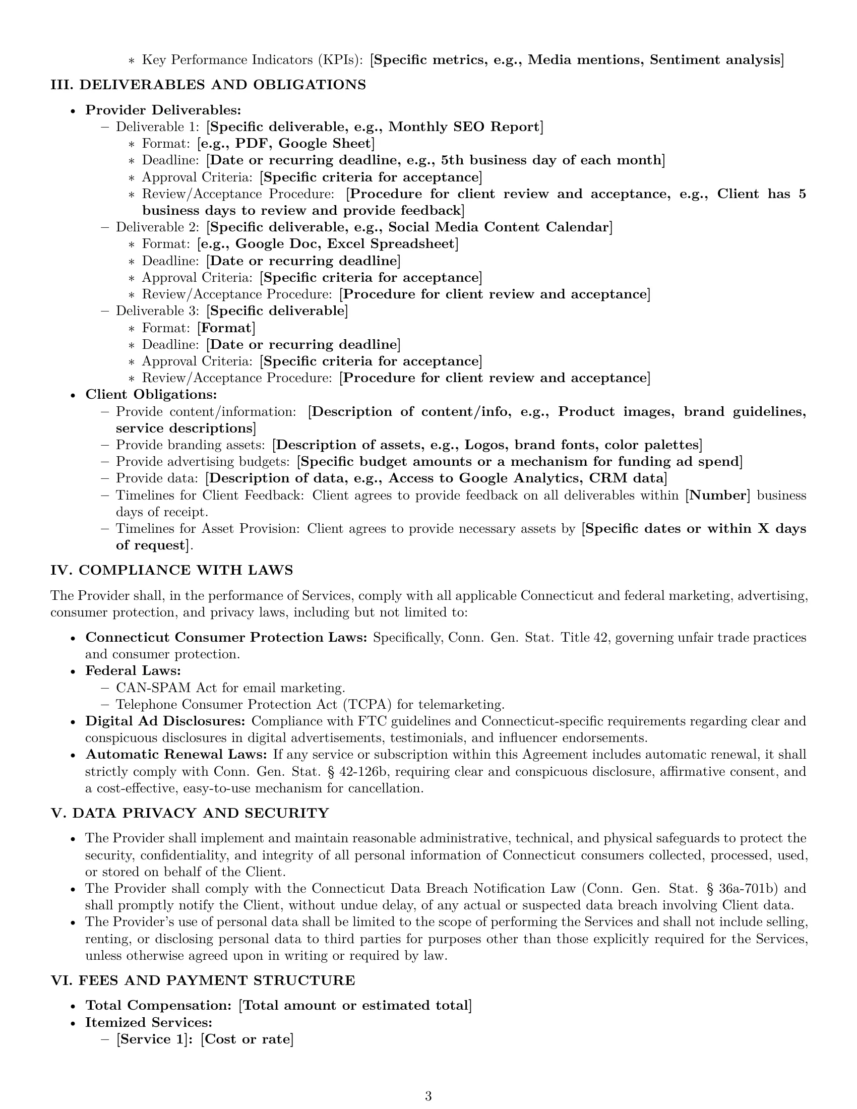Preview page 3 of Pro Connecticut marketing service contract template