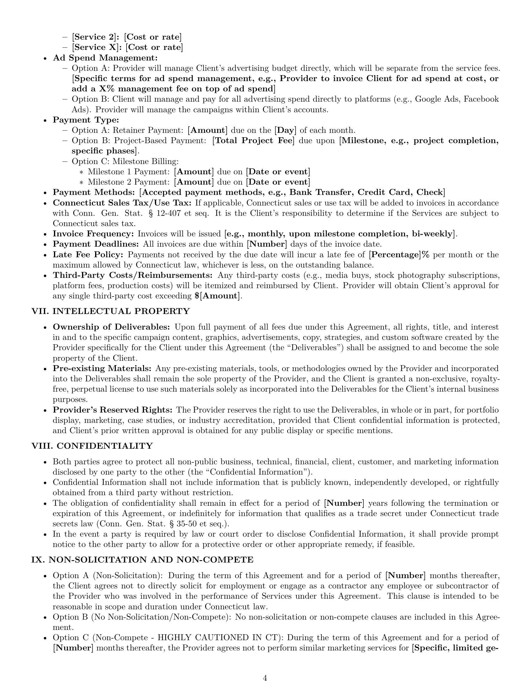 Preview page 4 of Pro Connecticut marketing service contract template