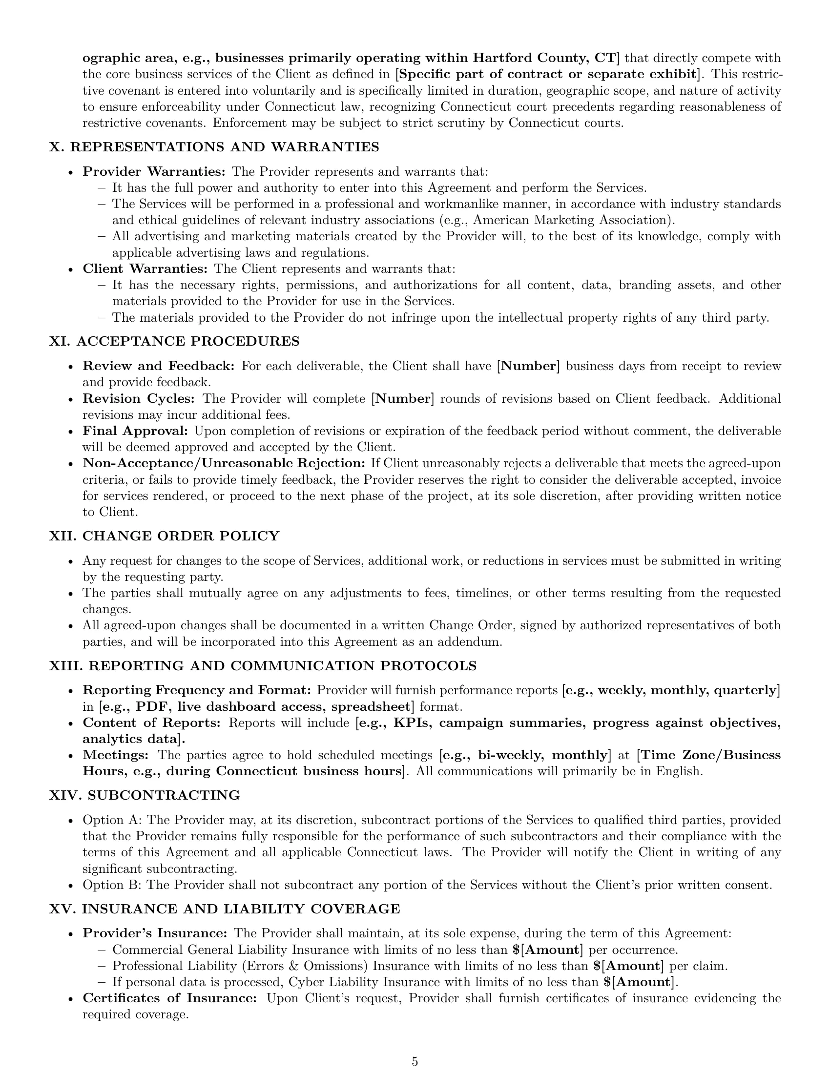 Preview page 5 of Pro Connecticut marketing service contract template