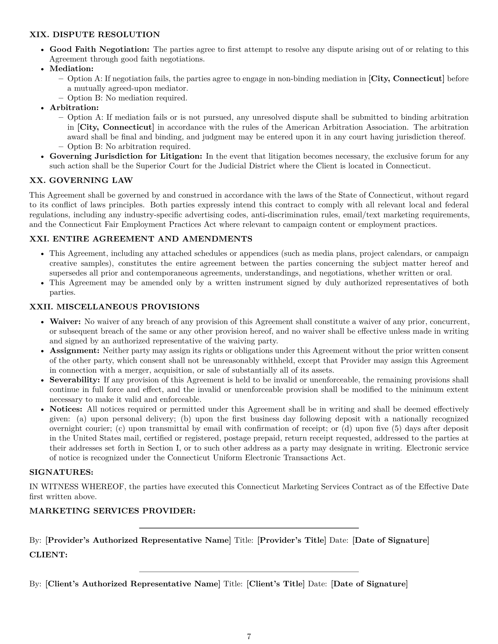 Preview page 7 of Pro Connecticut marketing service contract template