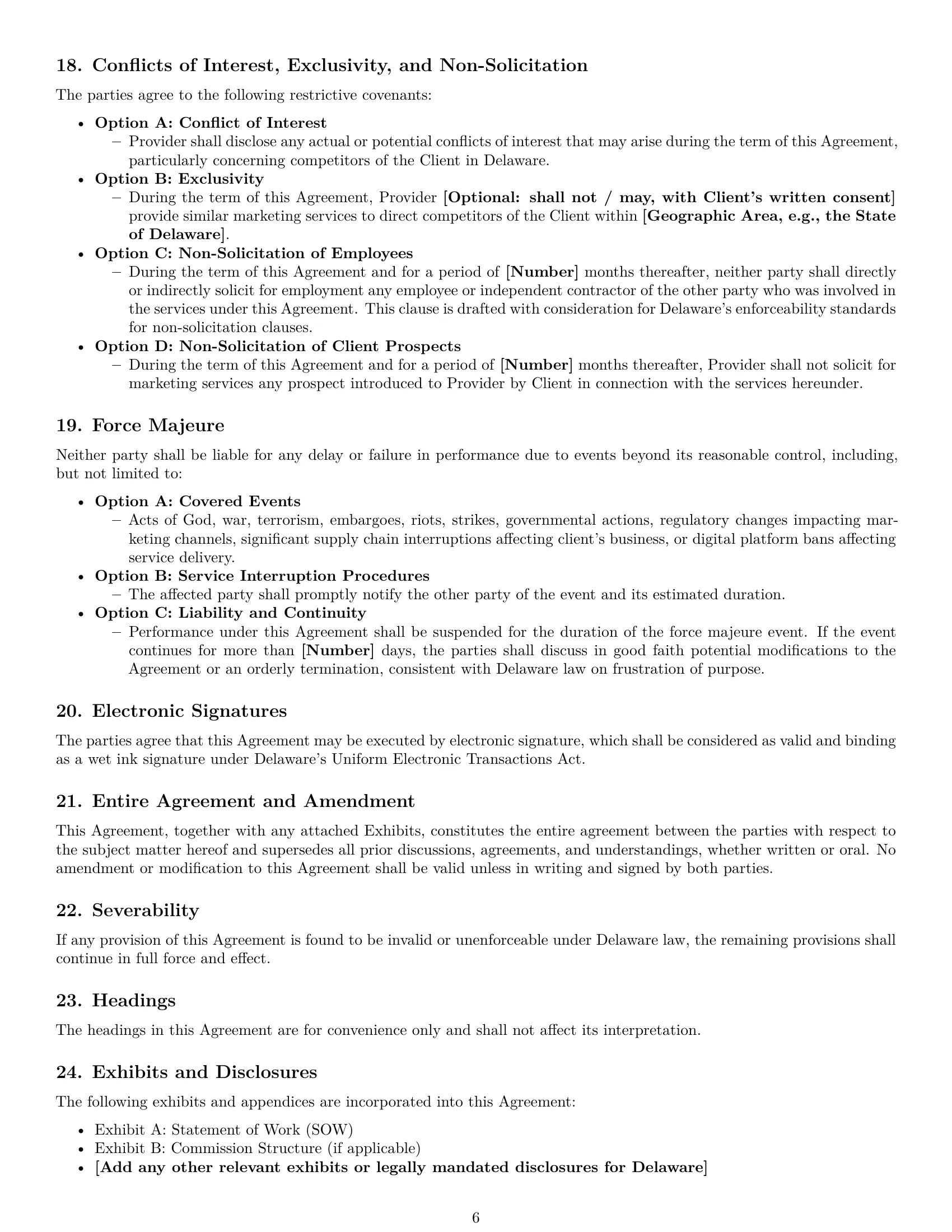 Preview page 6 of Pro Delaware marketing service contract template
