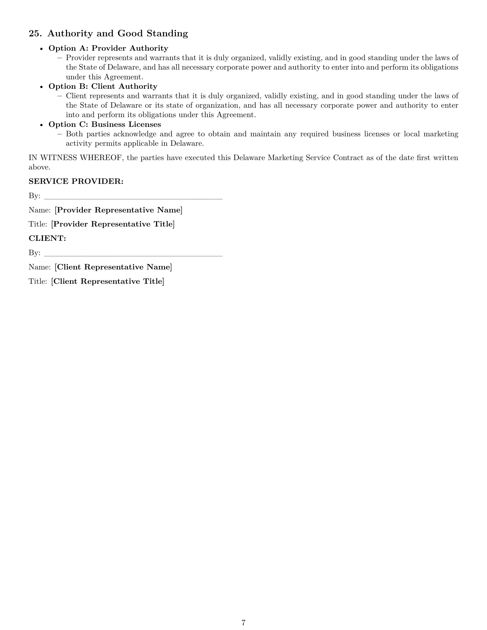 Preview page 7 of Pro Delaware marketing service contract template