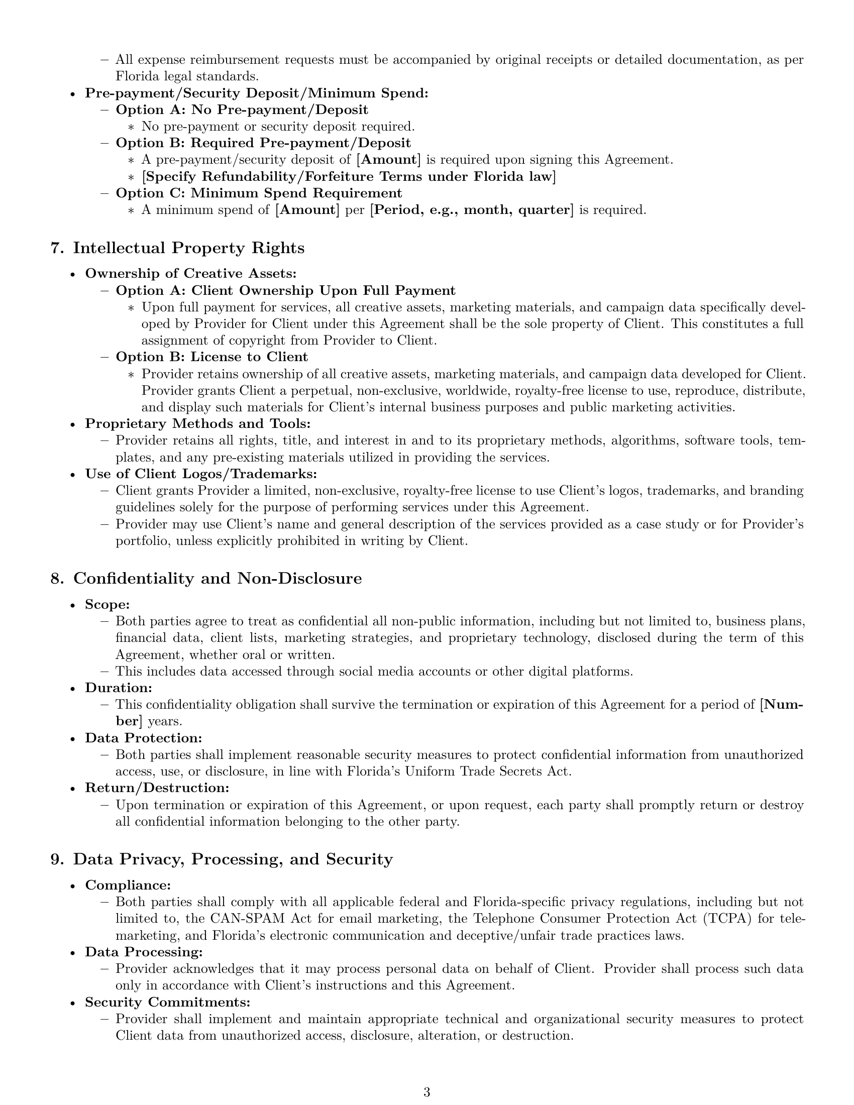 Preview page 3 of Pro Florida marketing service contract template