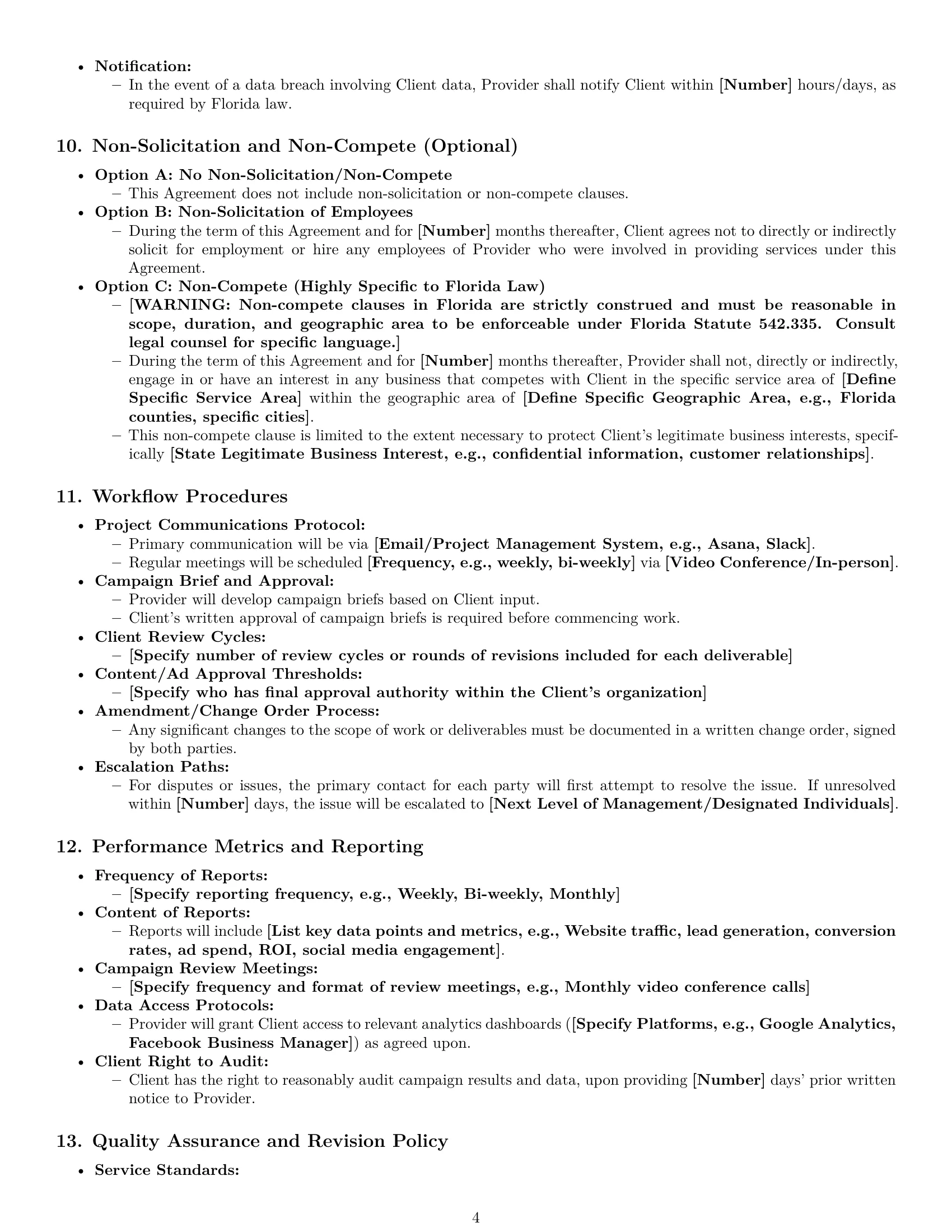Preview page 4 of Pro Florida marketing service contract template