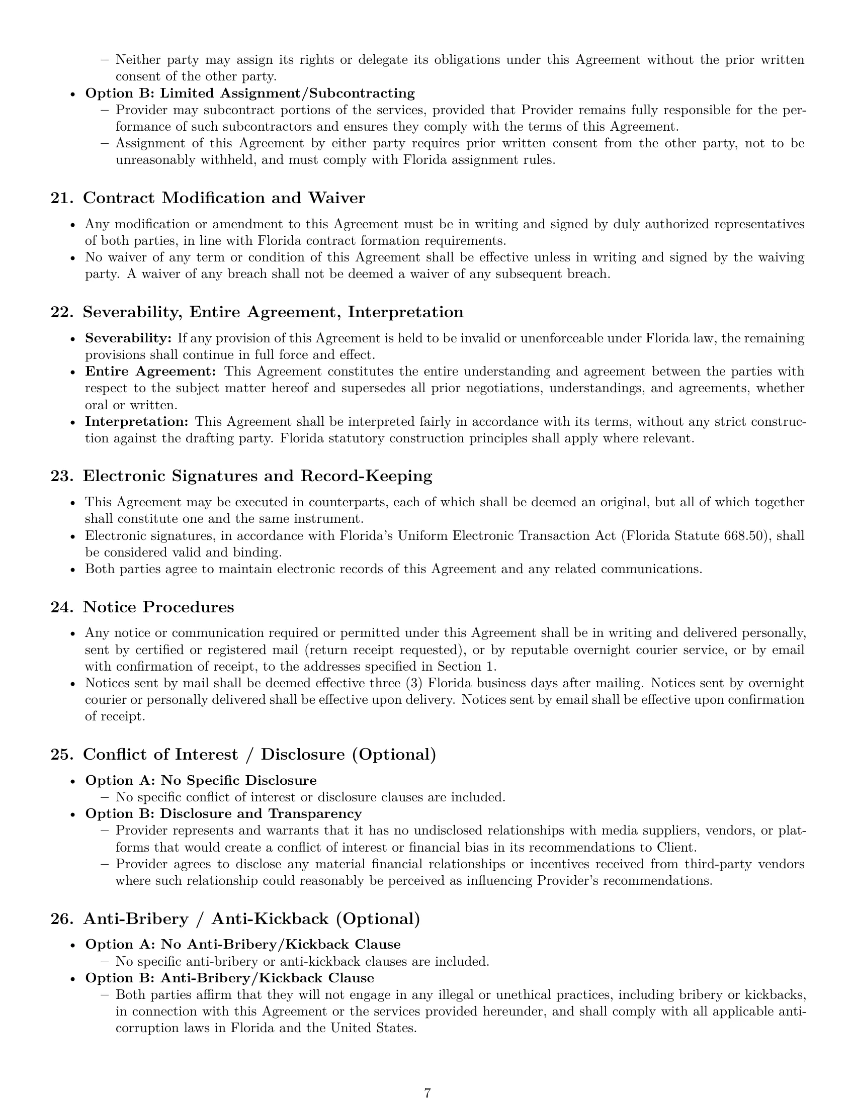 Preview page 7 of Pro Florida marketing service contract template