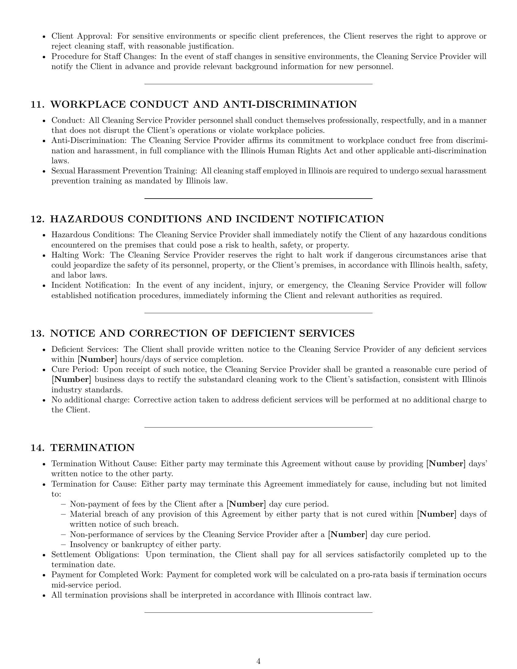Preview page 4 of Pro Illinois cleaning service contract template