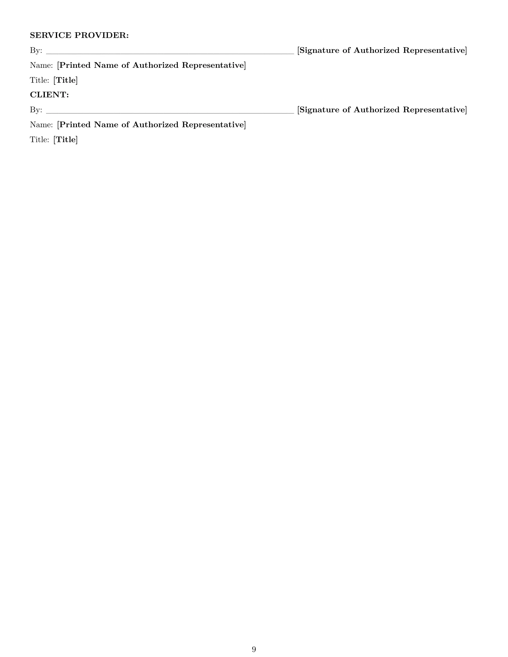 Preview page 9 of Pro Iowa cleaning service contract template