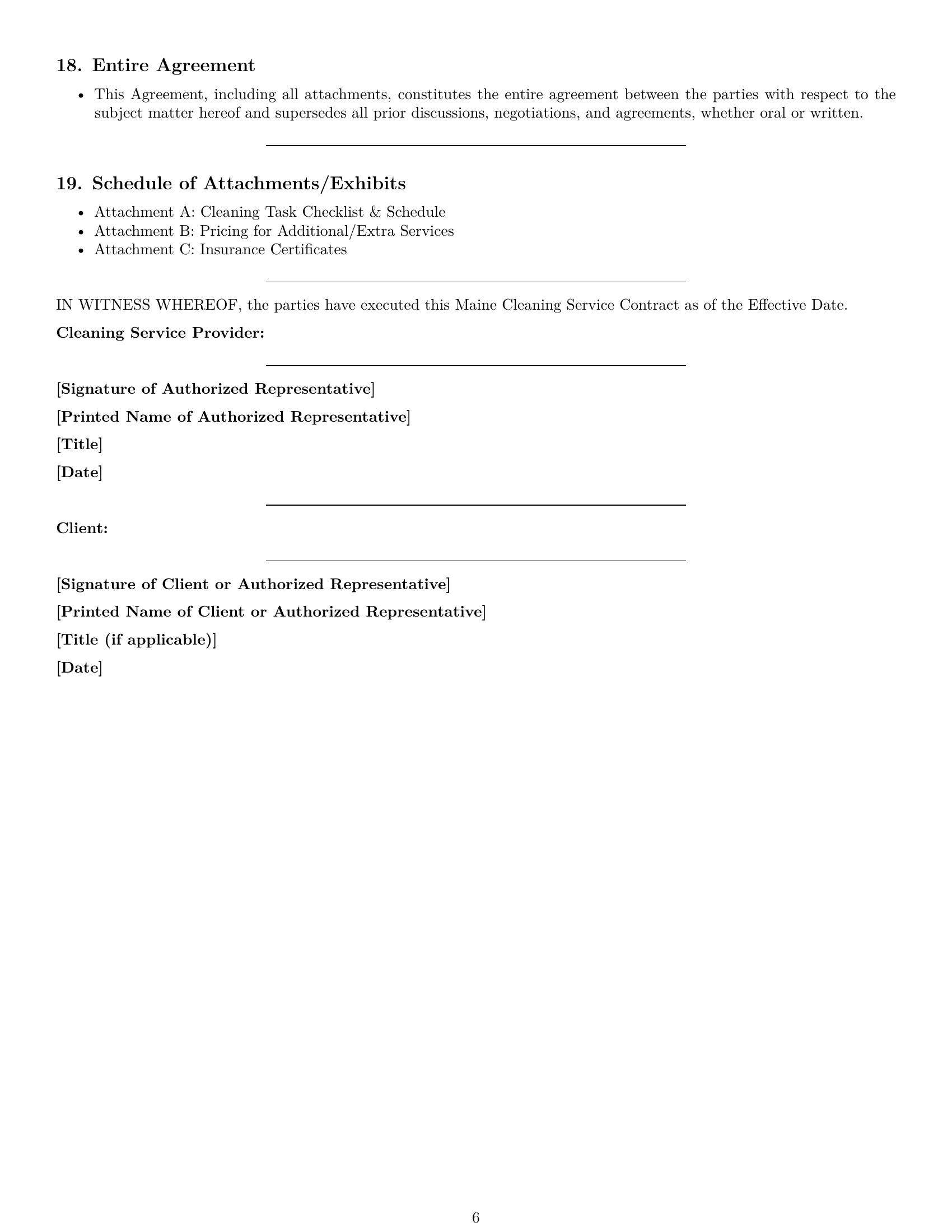 Preview page 6 of Pro Maine cleaning service contract template