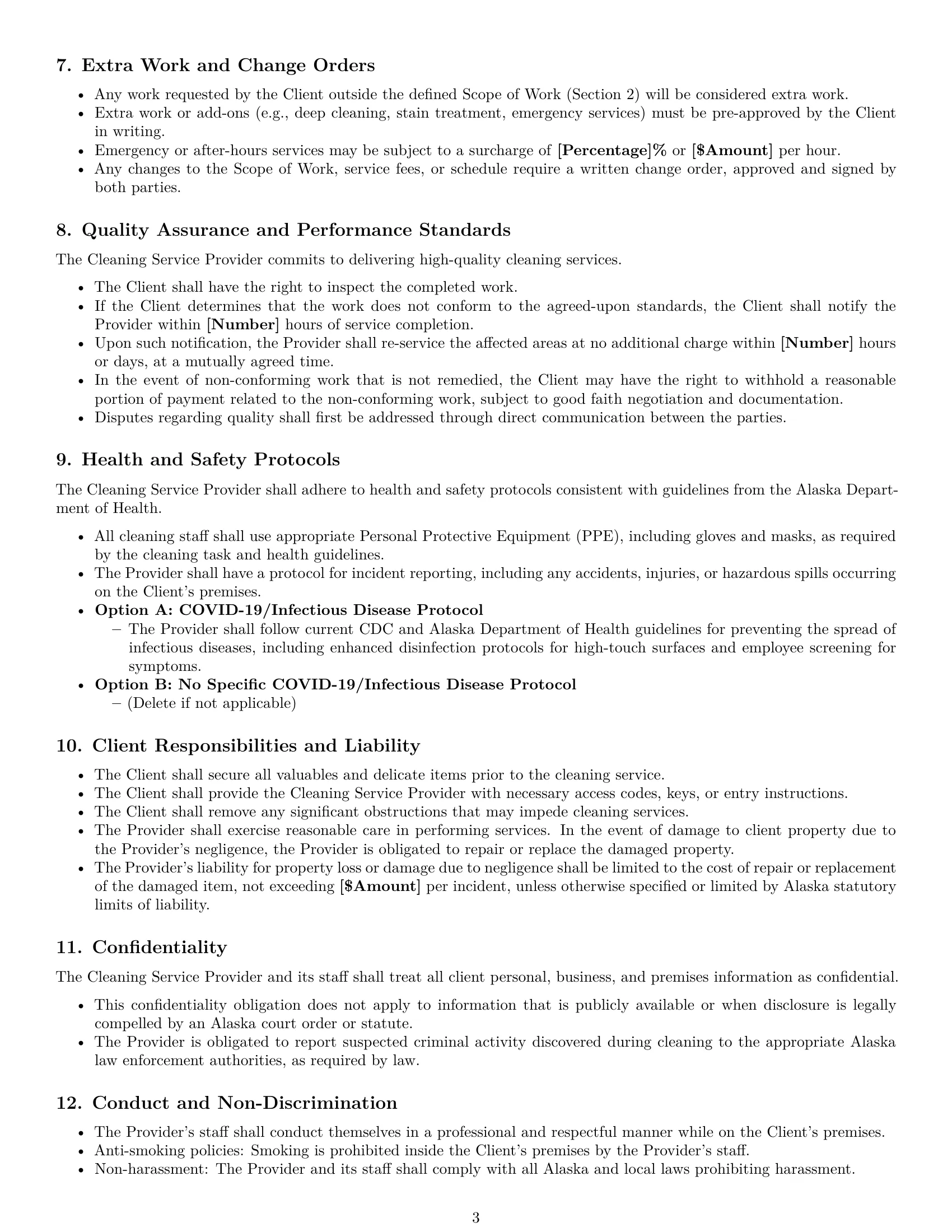 Preview page 3 of Pro Alaska cleaning service contract template