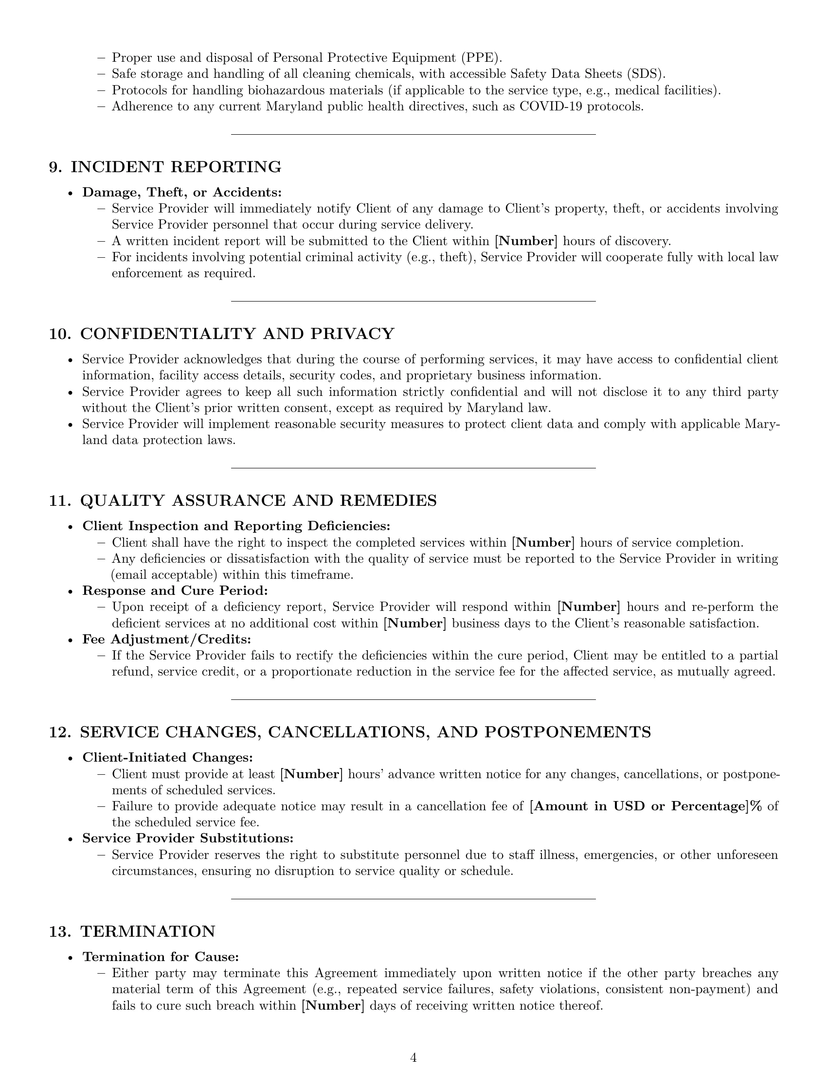 Preview page 4 of Pro Maryland cleaning service contract template