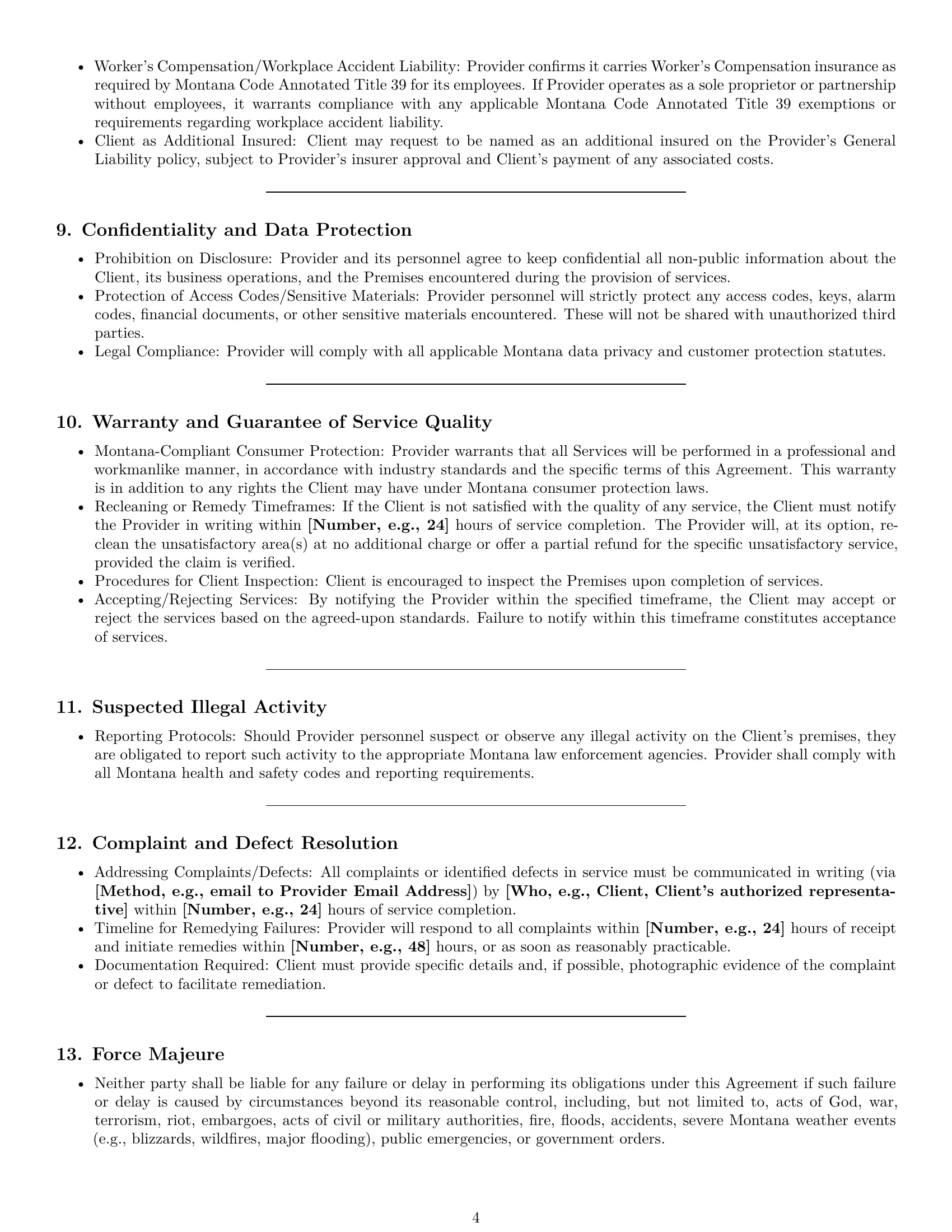 Preview page 4 of Pro Montana cleaning service contract template