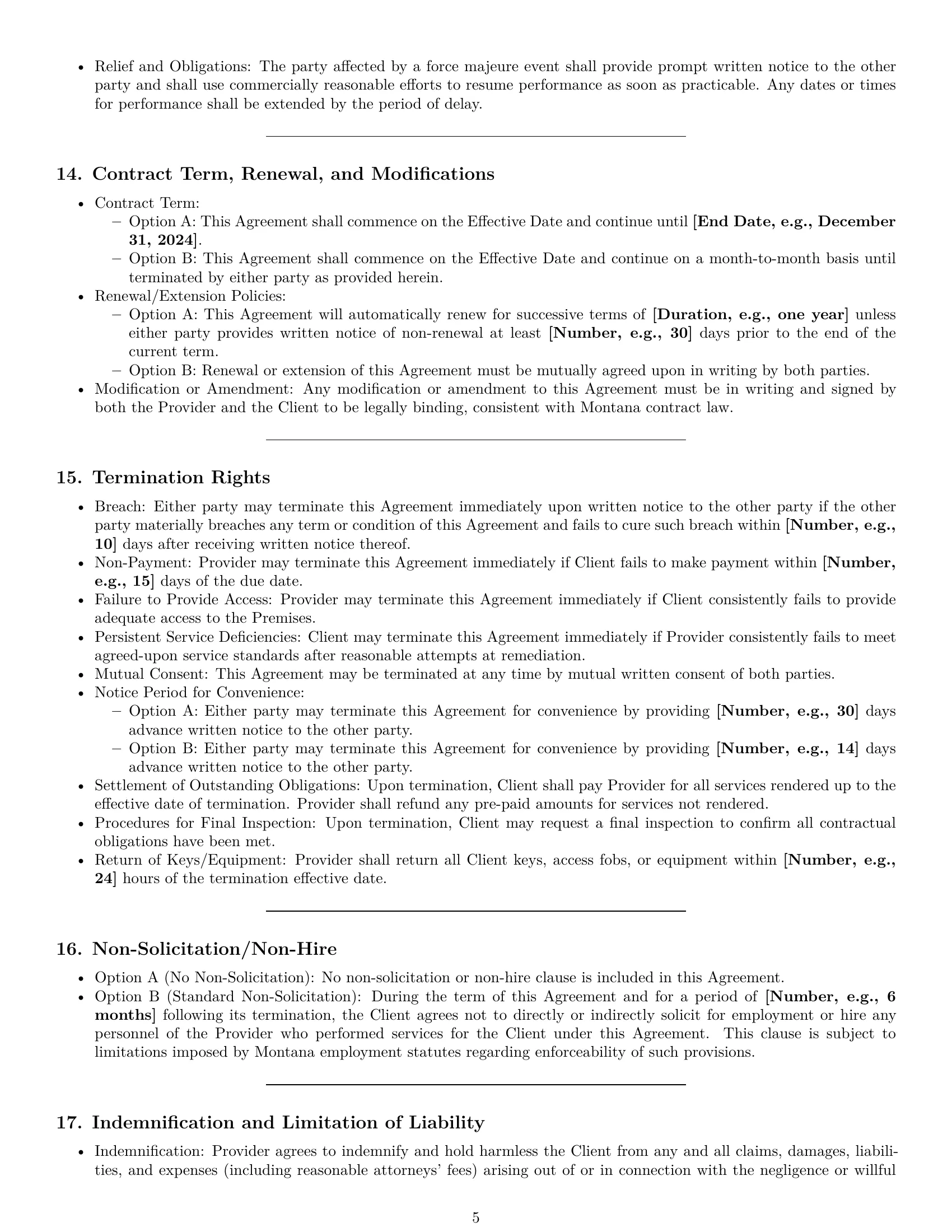 Preview page 5 of Pro Montana cleaning service contract template