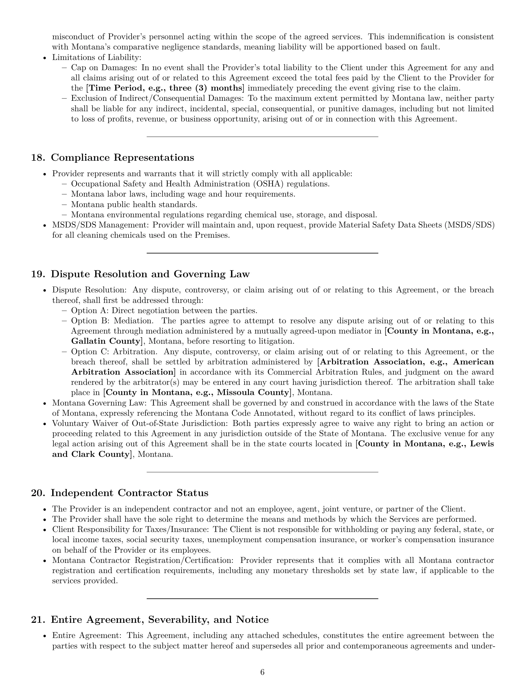 Preview page 6 of Pro Montana cleaning service contract template