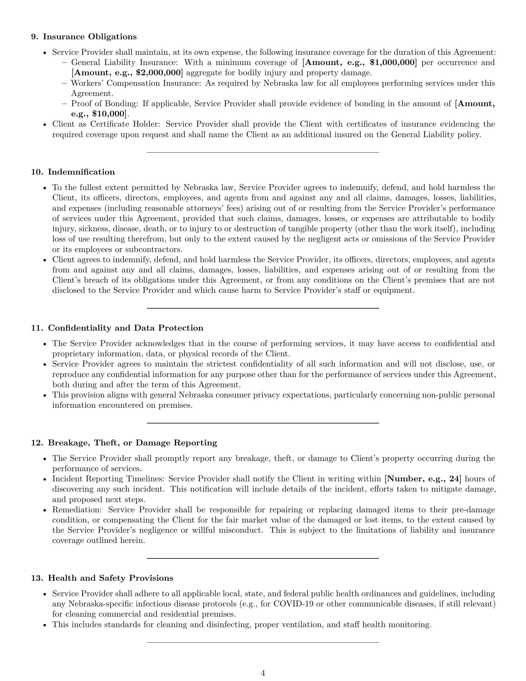 Preview page 4 of Pro Nebraska cleaning service contract template
