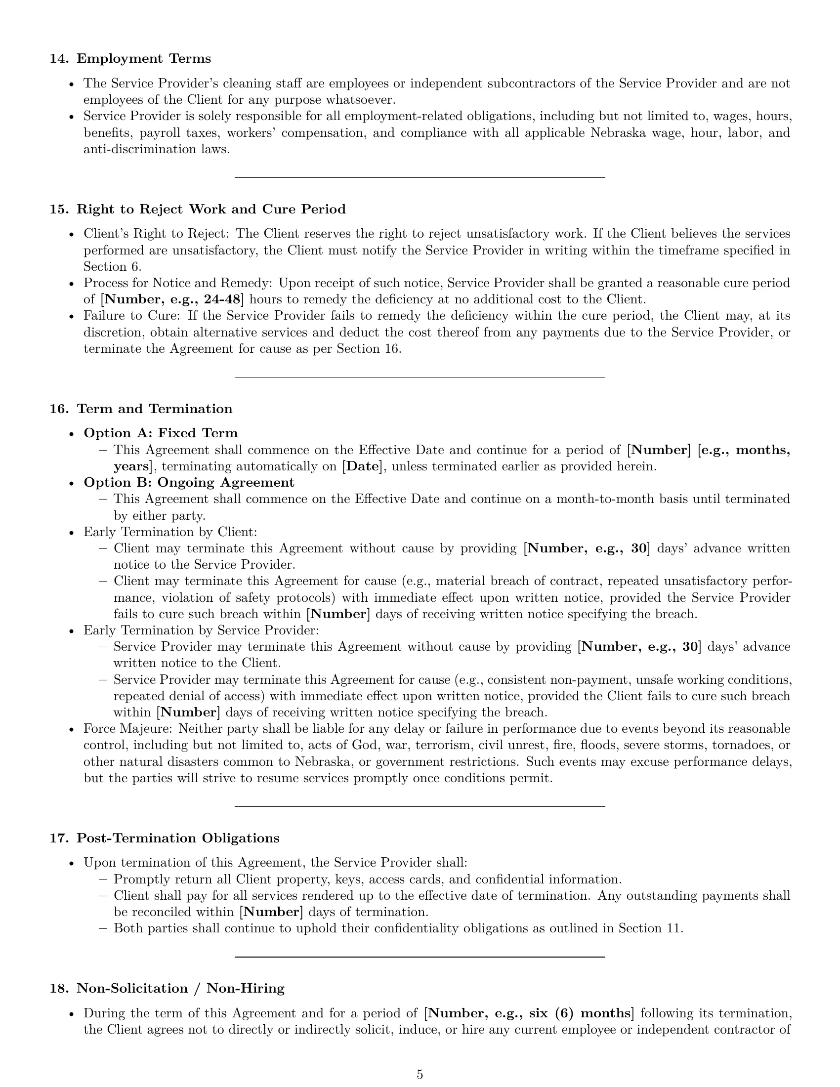 Preview page 5 of Pro Nebraska cleaning service contract template