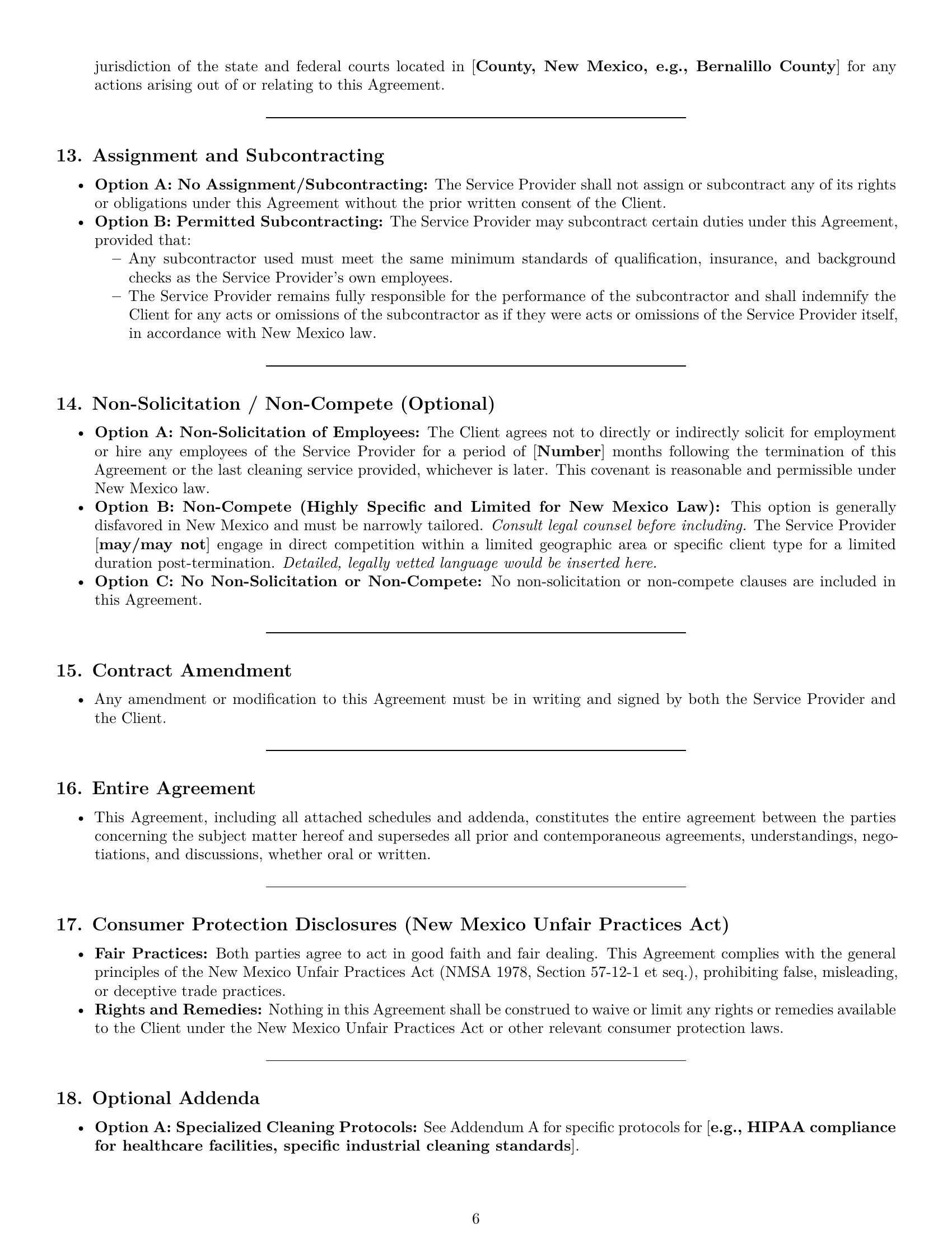 Preview page 6 of Pro New Mexico cleaning service contract template