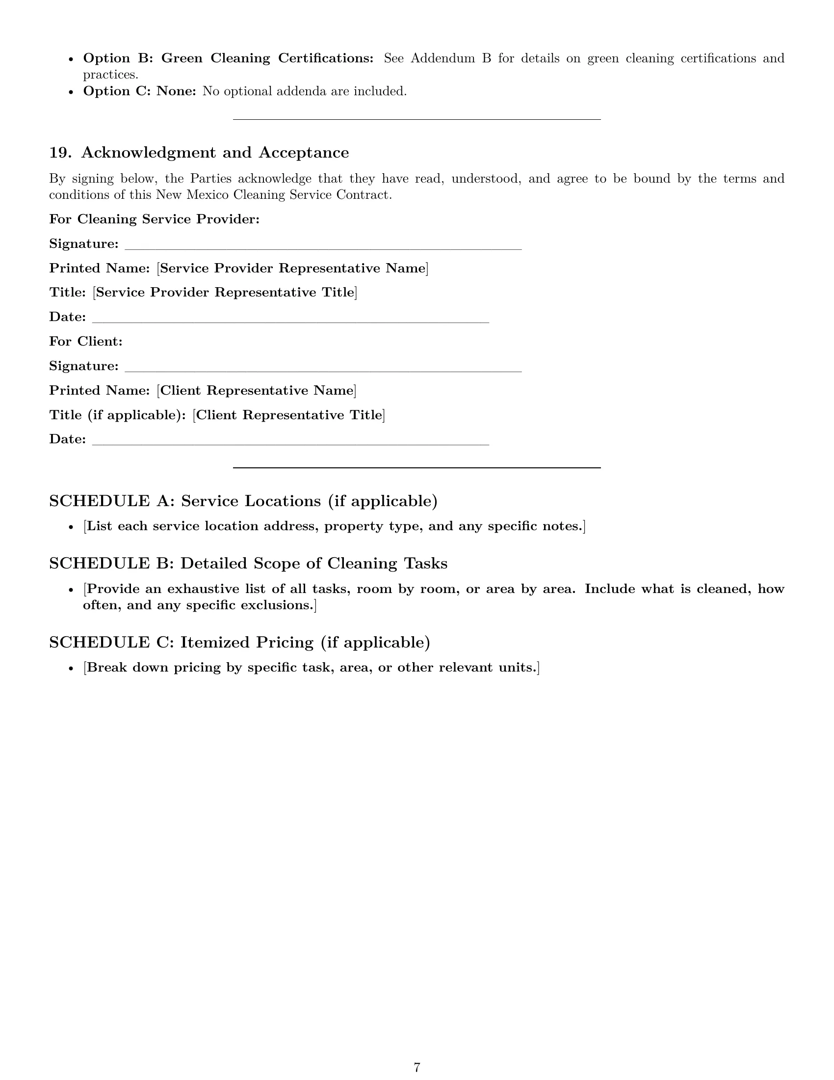 Preview page 7 of Pro New Mexico cleaning service contract template