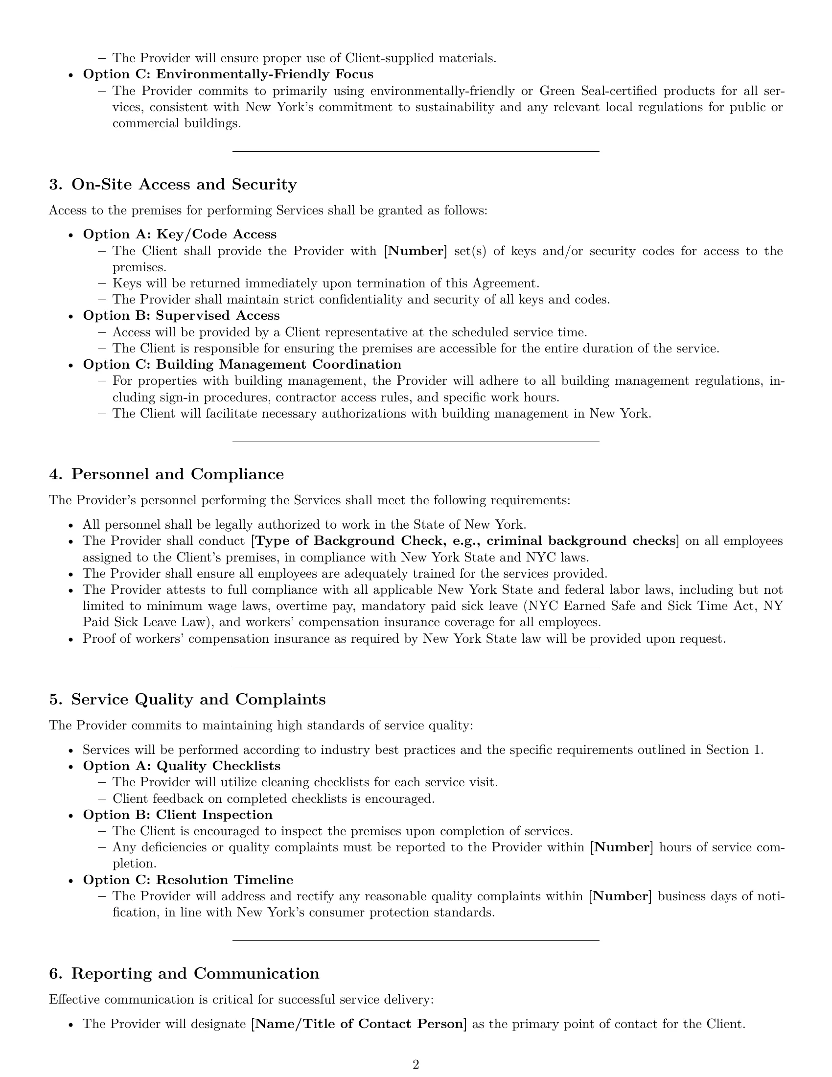 Preview page 2 of Pro New York cleaning service contract template