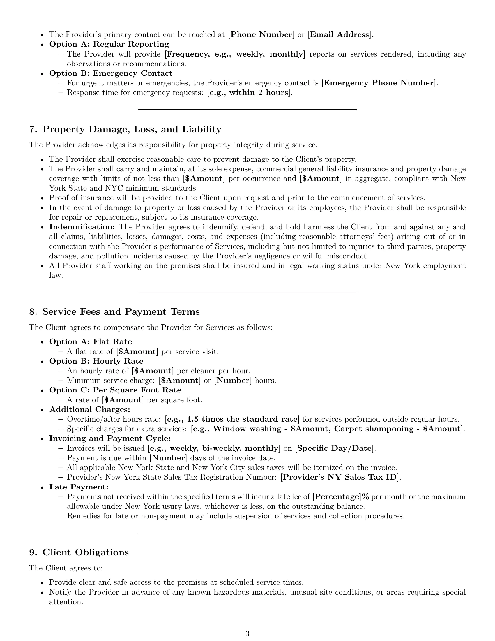 Preview page 3 of Pro New York cleaning service contract template